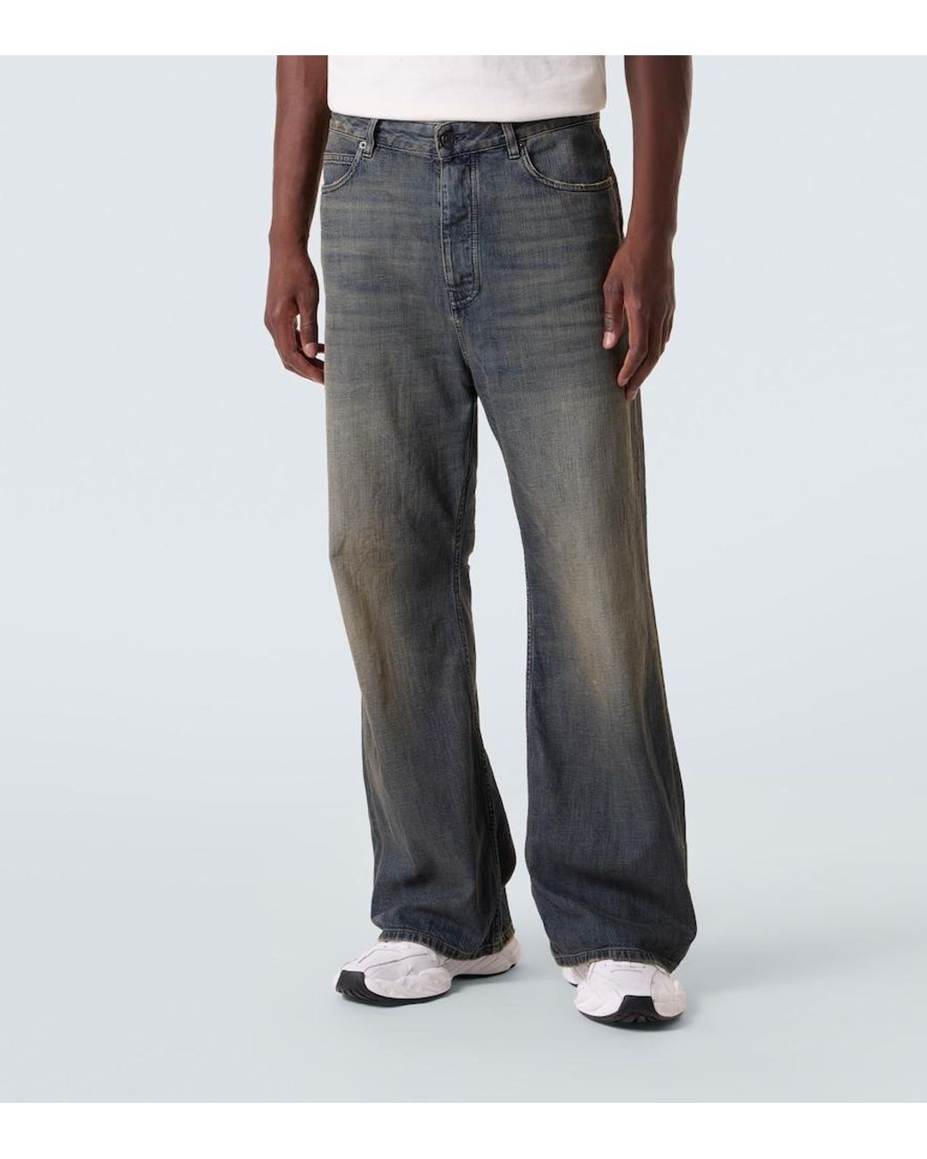 Balenciaga Gray Faded Wide-Leg Jeans for men