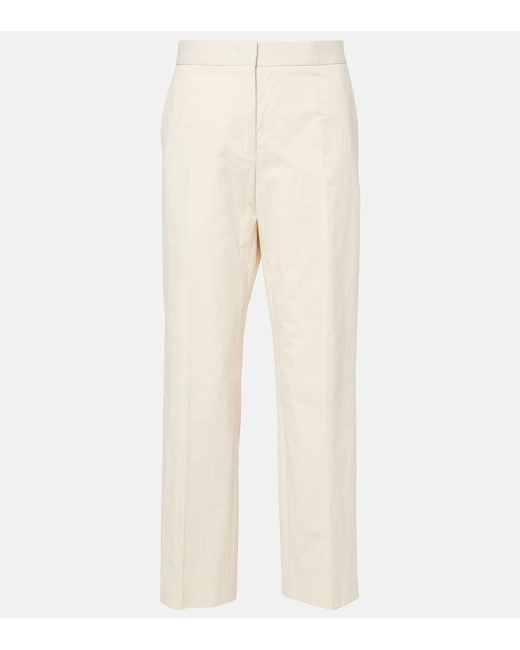 Jil Sander Natural Cropped Cotton Straight Pants