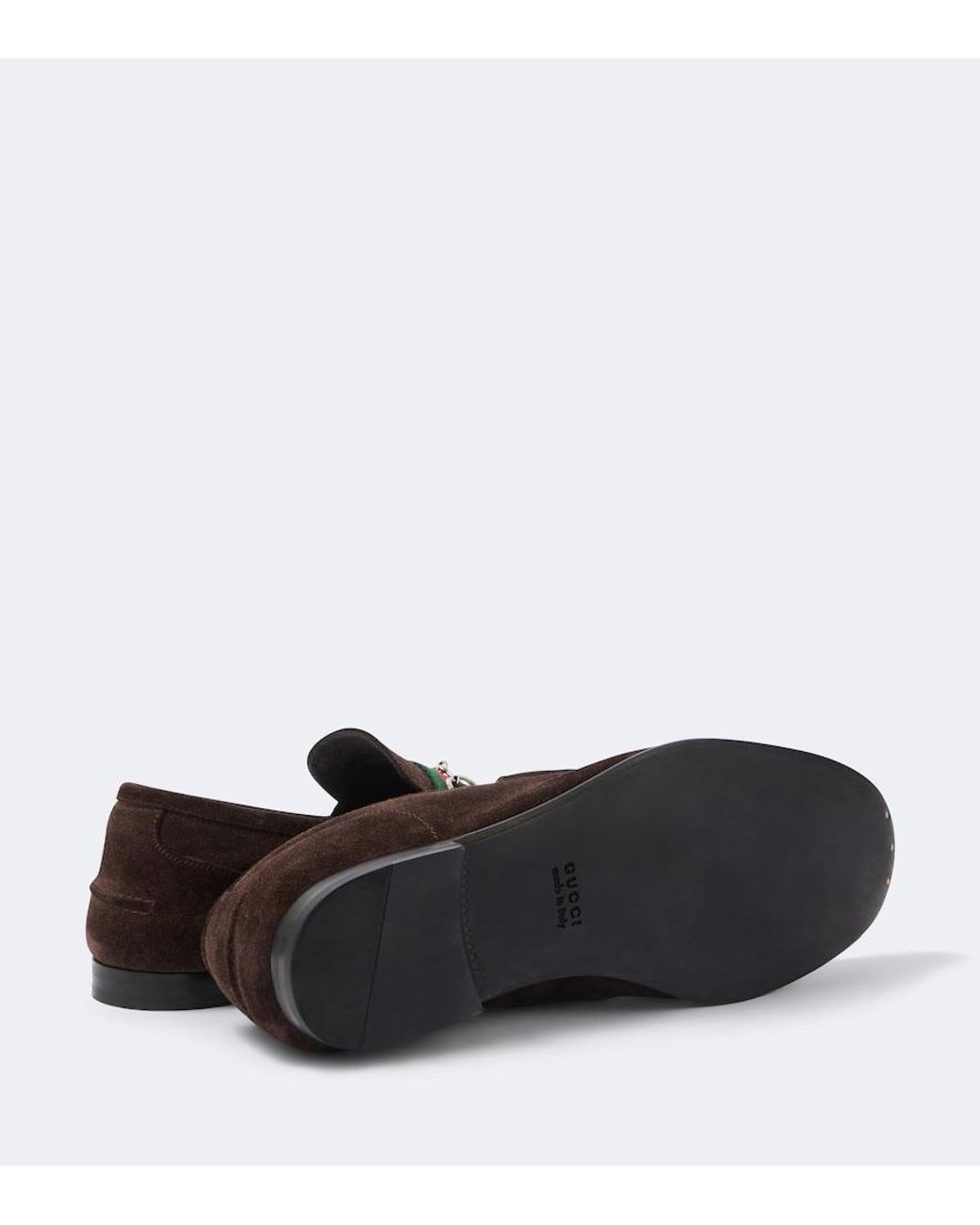 Gucci Brown Como Horsebit Suede Loafers for men