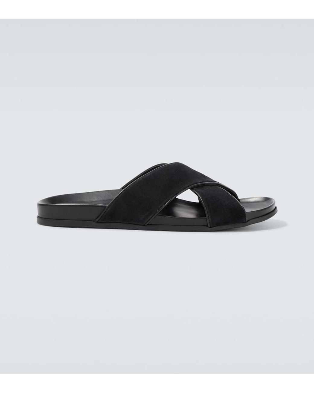 Manolo Blahnik Black Chiltern Suede Slides for men