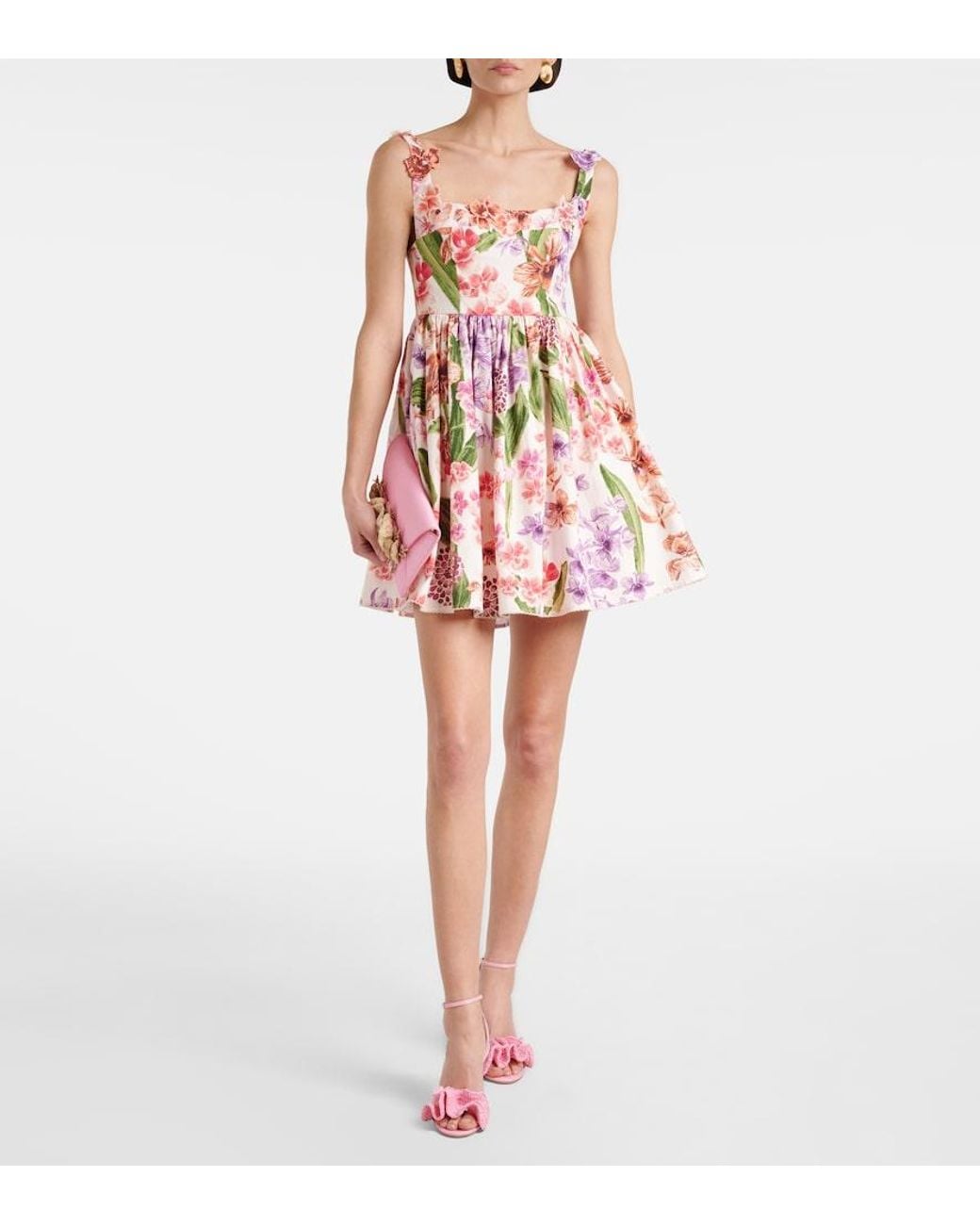 Agua Bendita Pink Barbare Floral Cotton Minidress