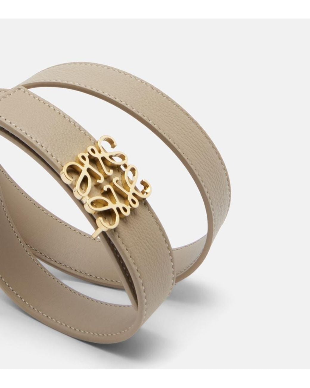 Loewe Natural Anagram Bombe Leather Belt