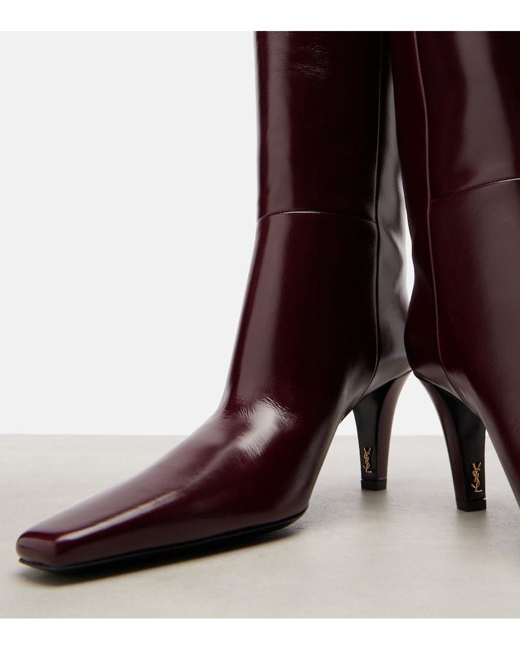 Saint Laurent Purple Jill 75 Leather Knee-High Boots