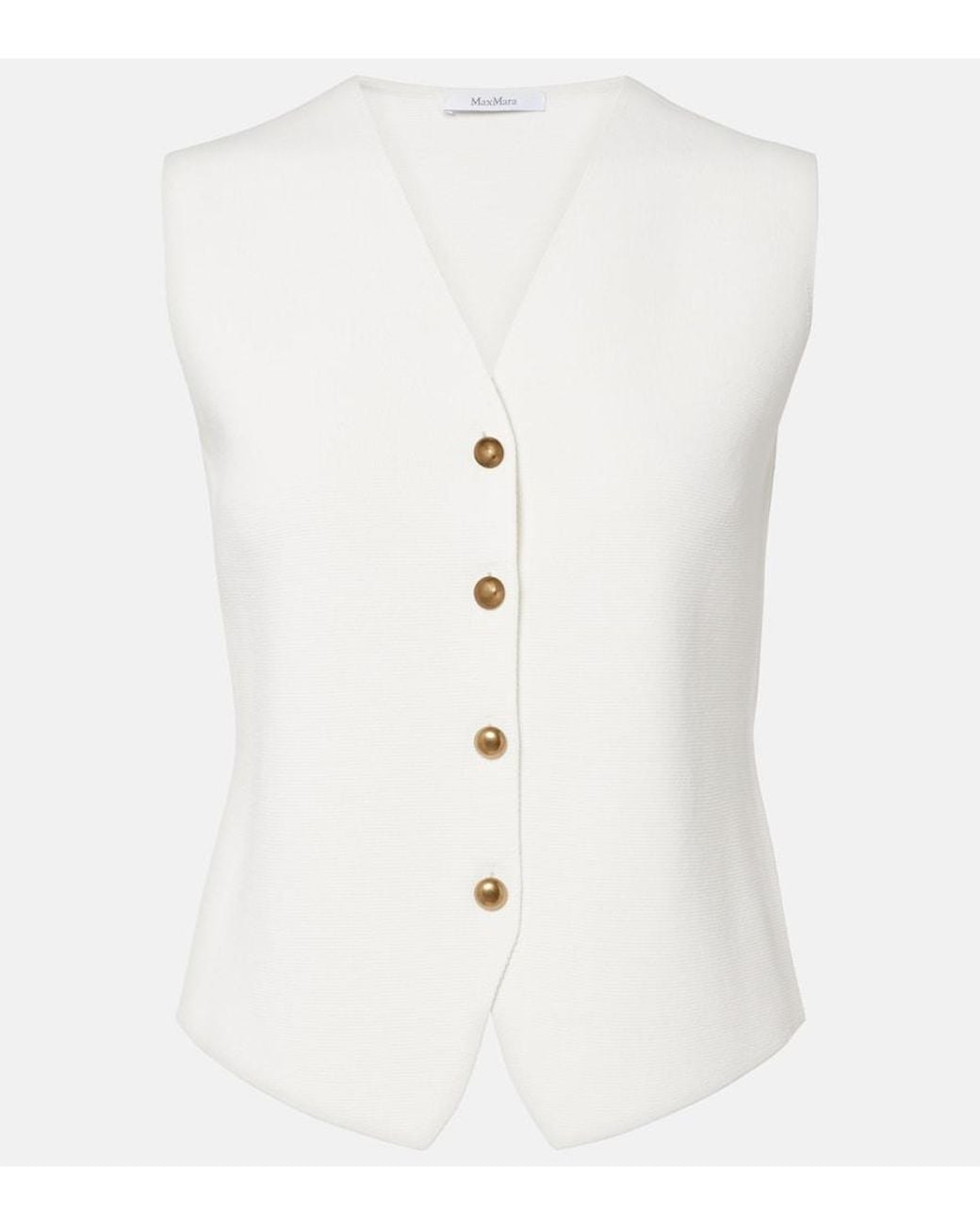 Max Mara White Knitted Crepe Vest