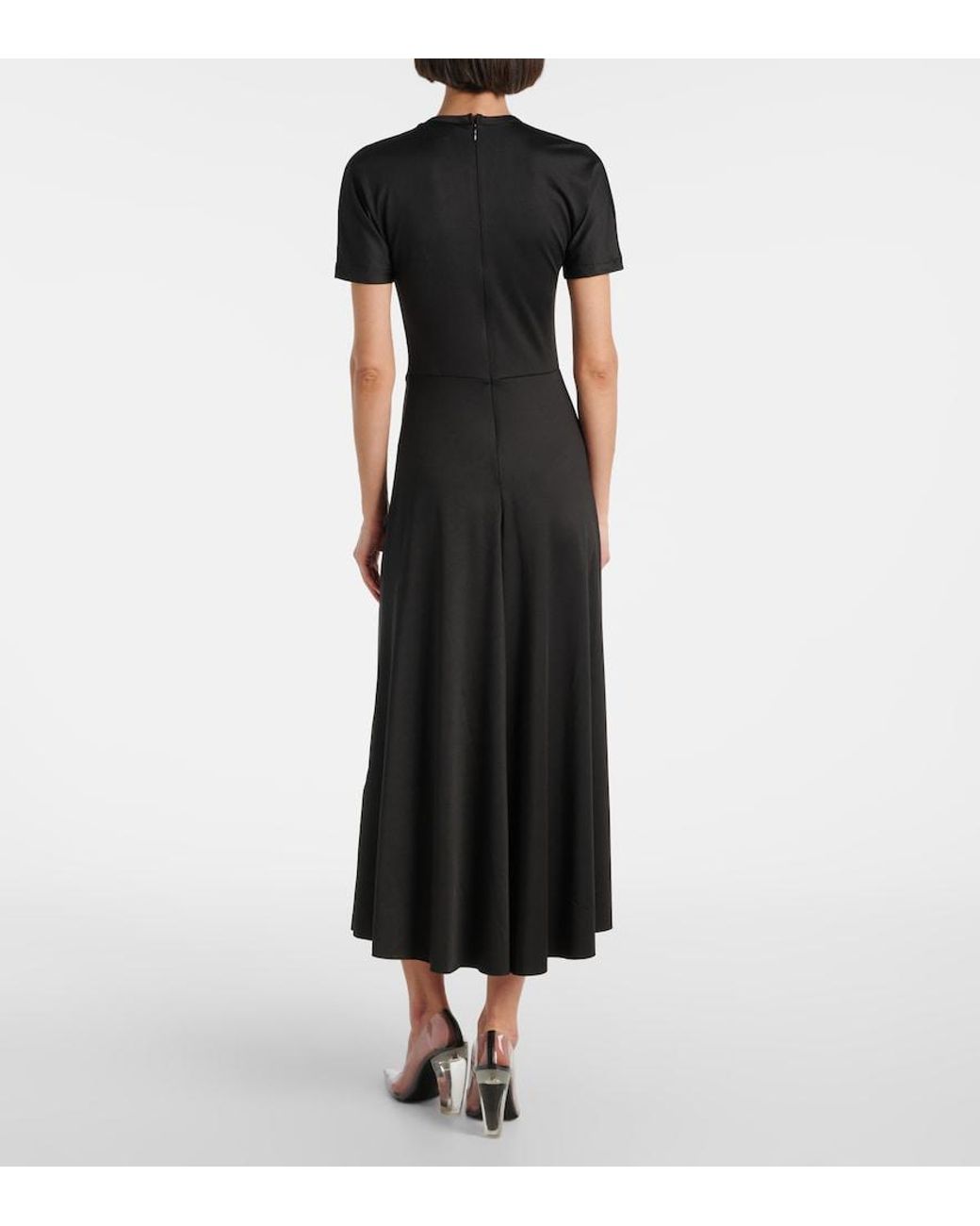 Victoria Beckham Black Gathered Midi Dress