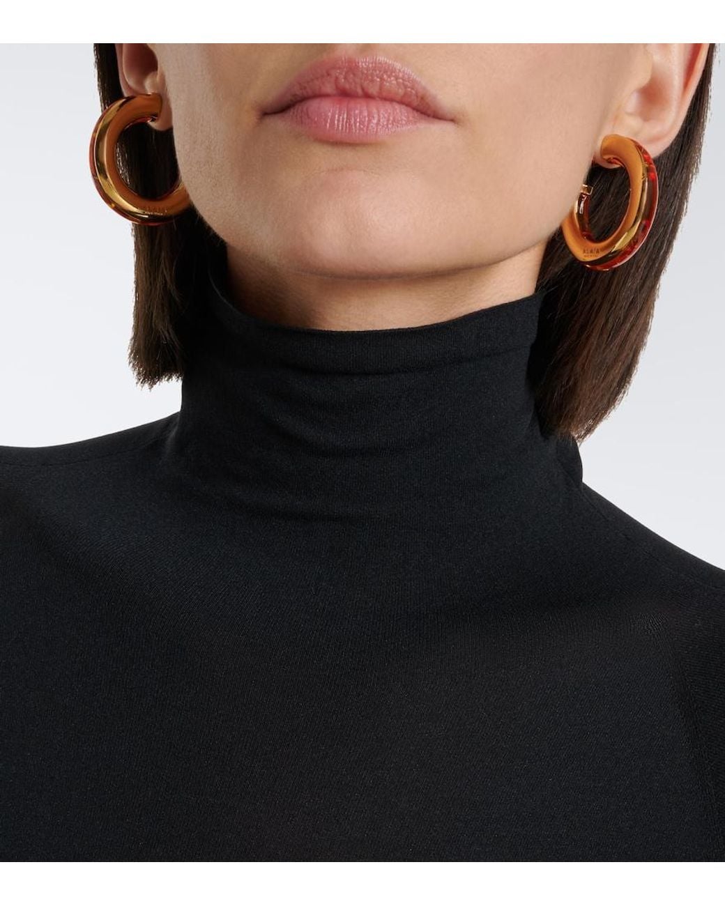Alaïa Orange Ray Hoop Earrings