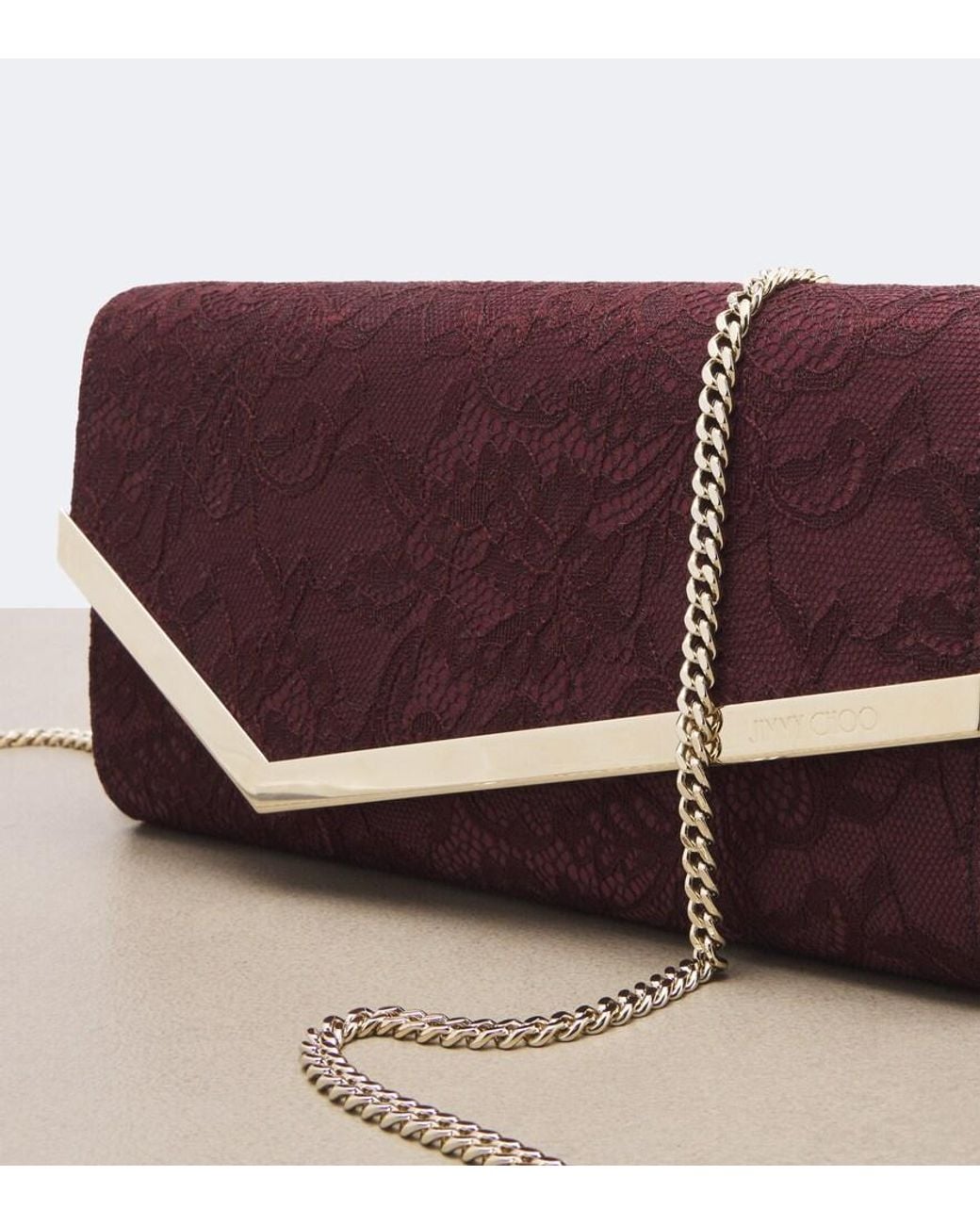 Jimmy Choo Purple Emmie Lace Clutch