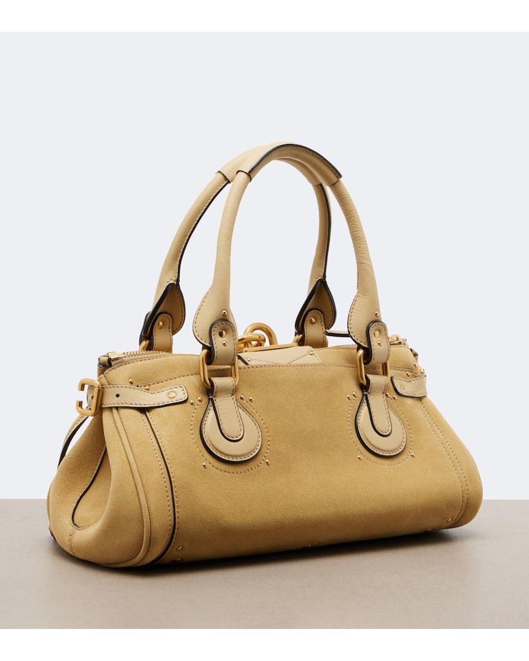 Chloé Metallic Paddington Suede Shoulder Bag