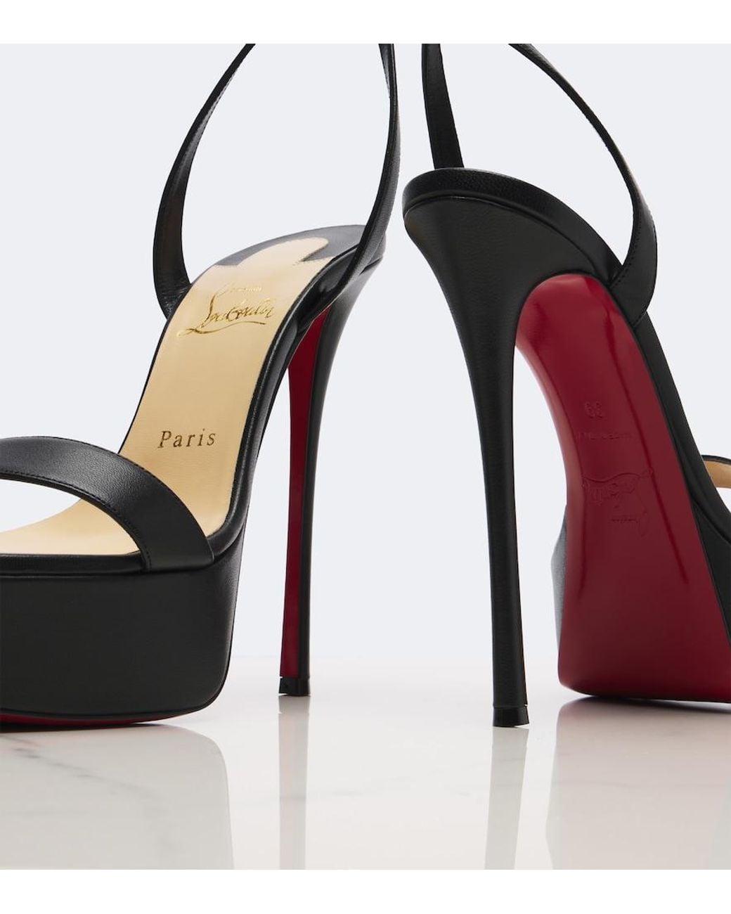 Christian Louboutin Black Loubi Queen Alta 150 Leather Platform Sandals