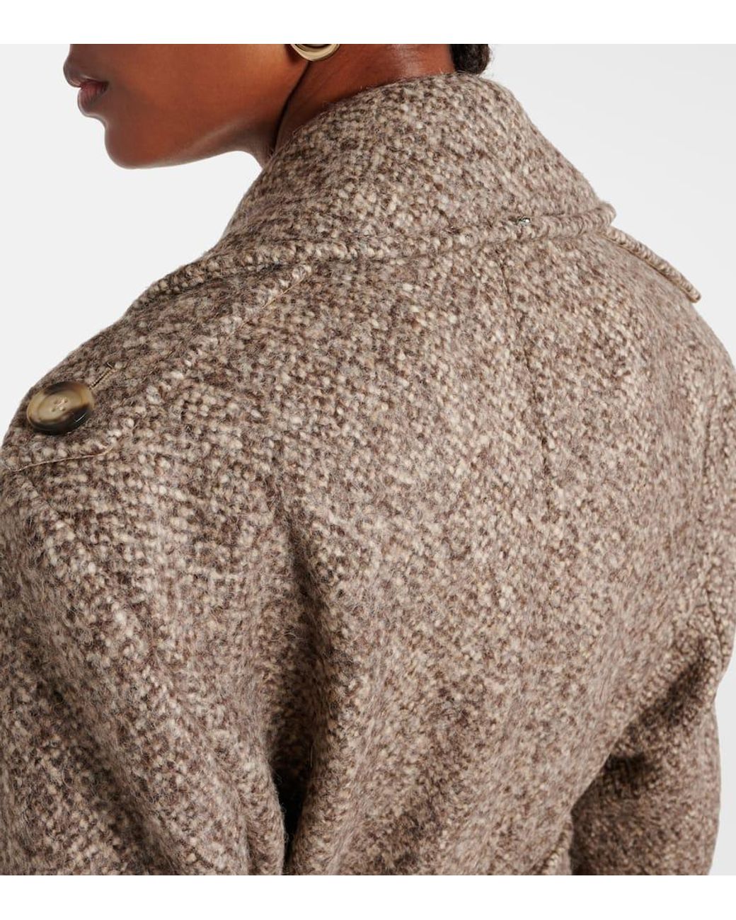 Sportmax Denaro Wool-Blend Tweed Trench Coat in Brown | Lyst UK