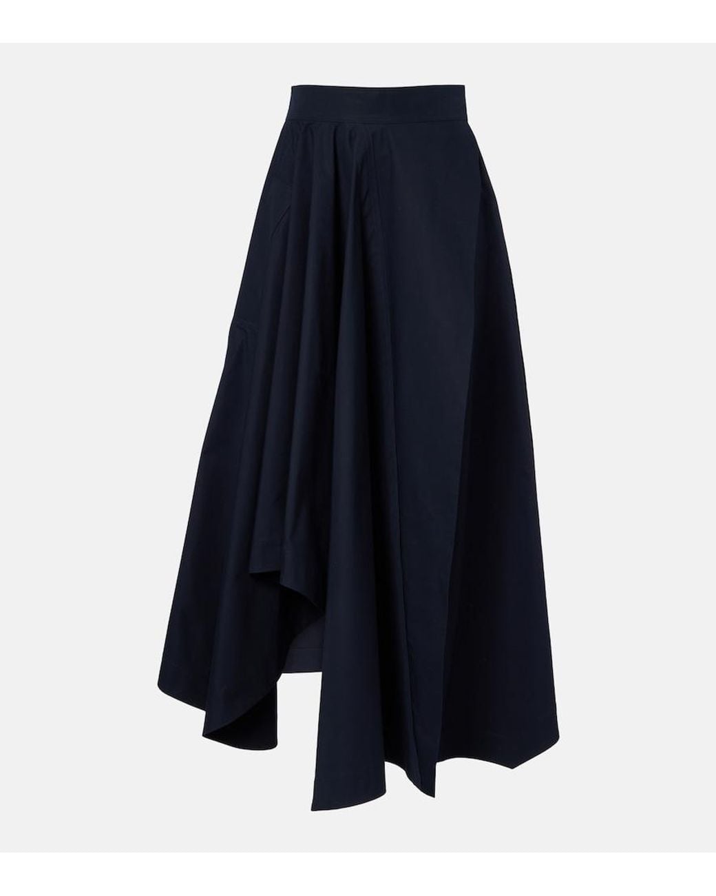 Givenchy Blue Asymmetric Cotton Poplin Maxi Skirt