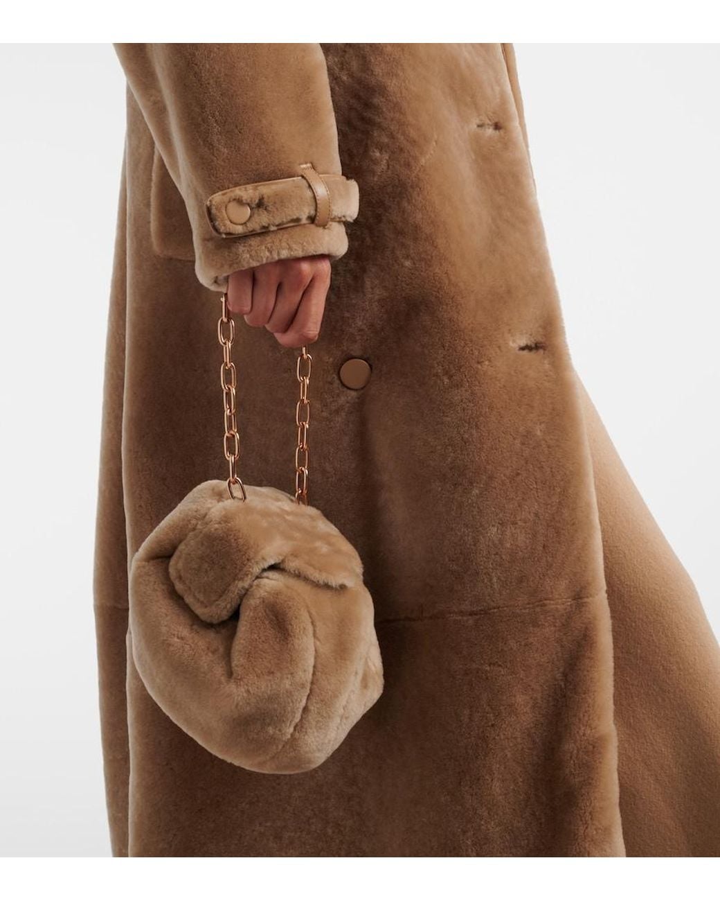 Gabriela Hearst Natural Demi Small Shearling Clutch