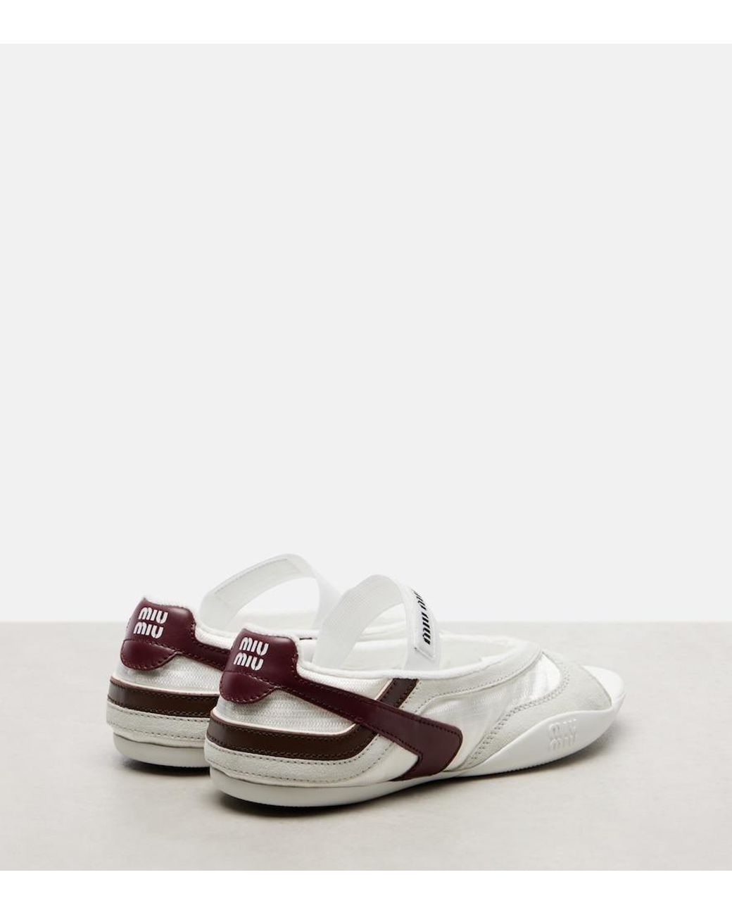 Miu Miu White Gymnasium Leather-Trimmed Thong Sandals