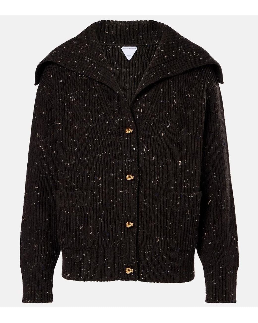 Bottega Veneta Black Ribbed-Knit Wool-Blend Cardigan