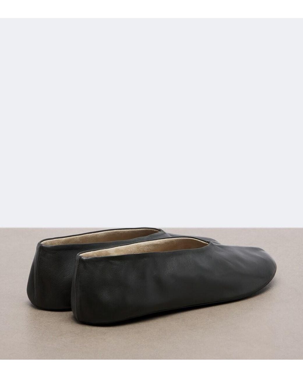 The Row Gray Stella Leather Ballet Flats