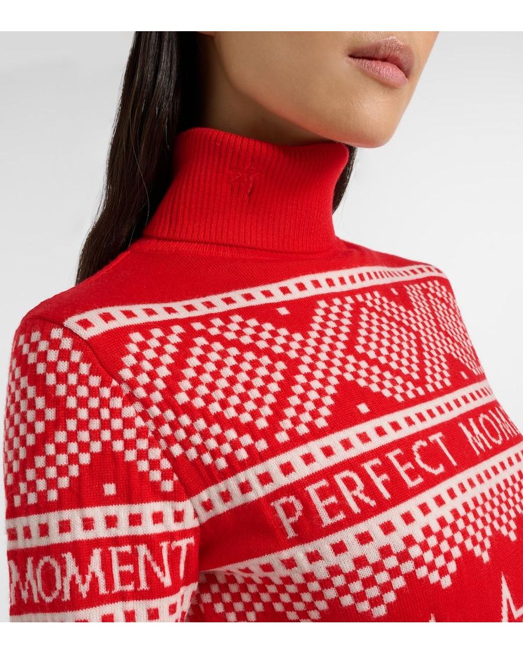 Perfect Moment Red Holiday Roll Neck Sweater