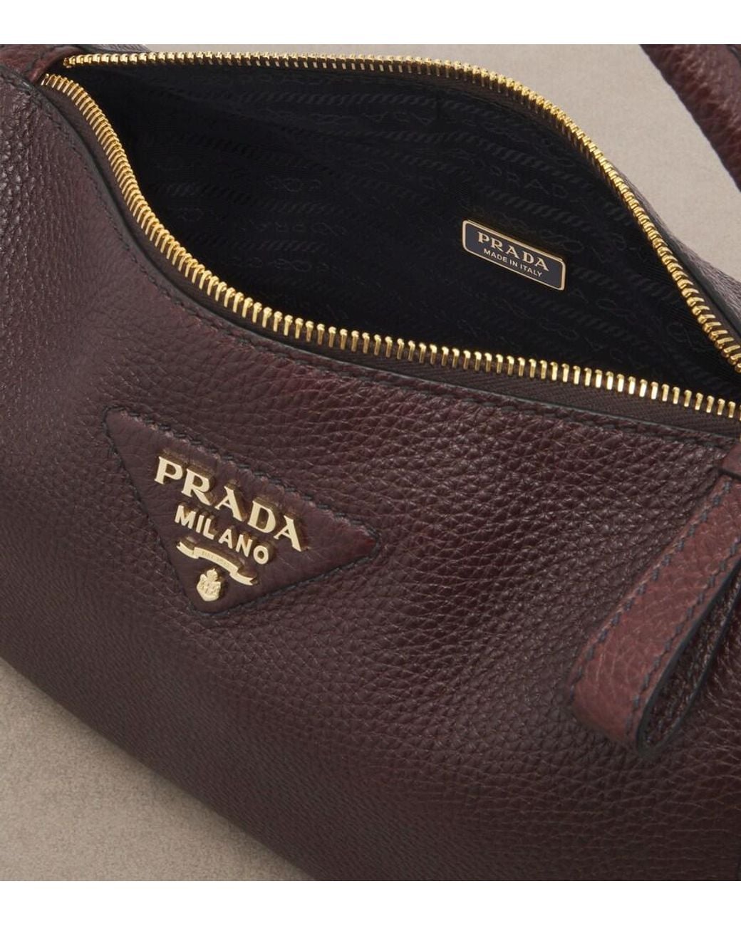 Prada Brown Small Leather Top-Handle Bag