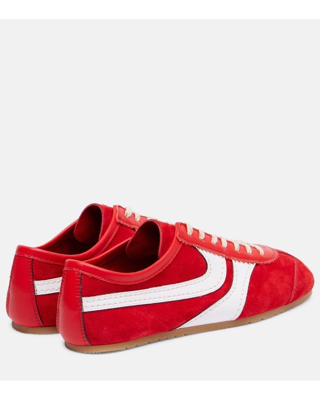Dries Van Noten Red Leather-Trimmed Suede Sneakers