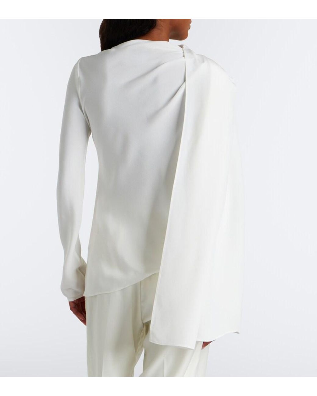 TOVE White Maevi Draped Caped Silk Top