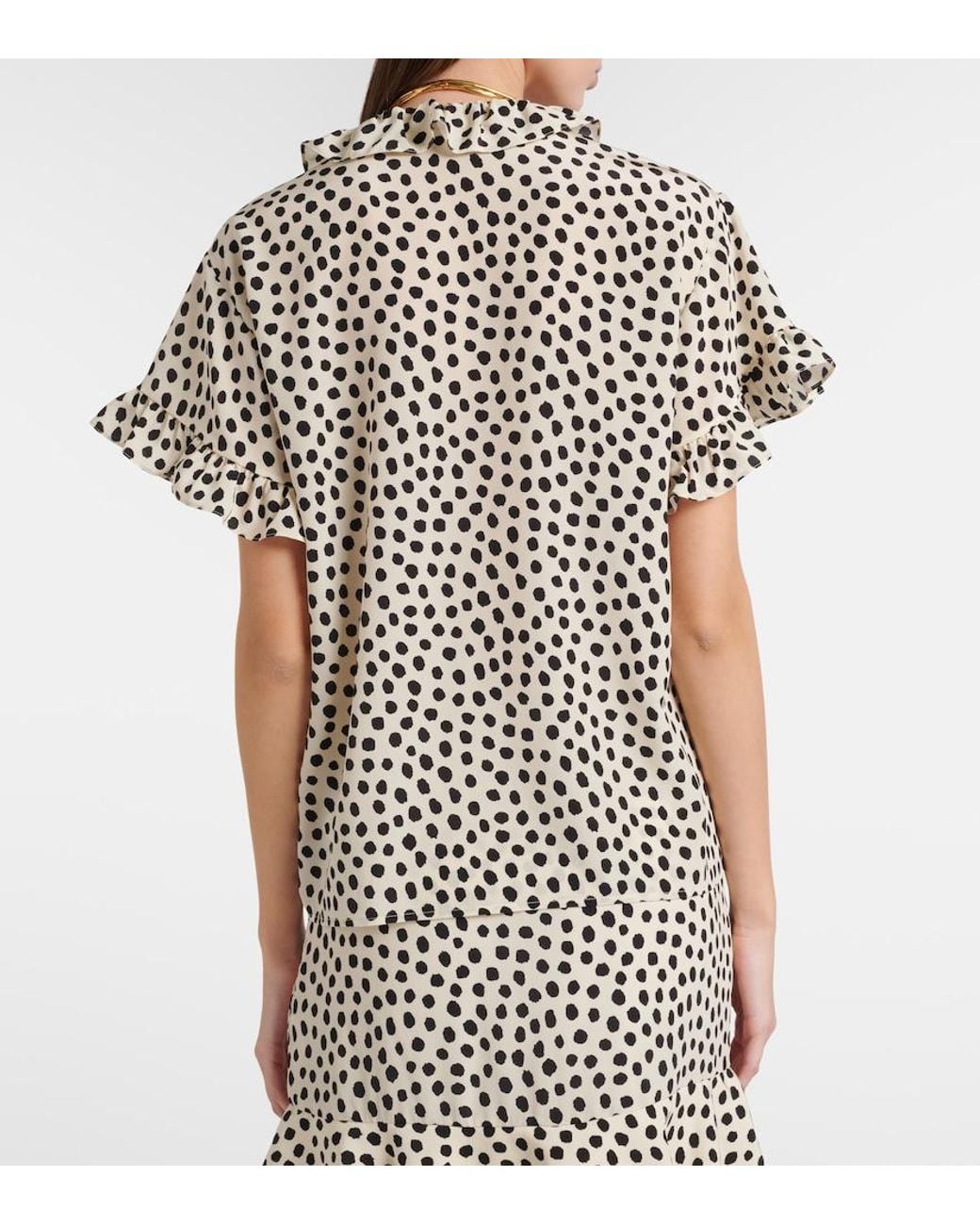 Chloé Black Polka-Dot Silk Crepe De Chine Top