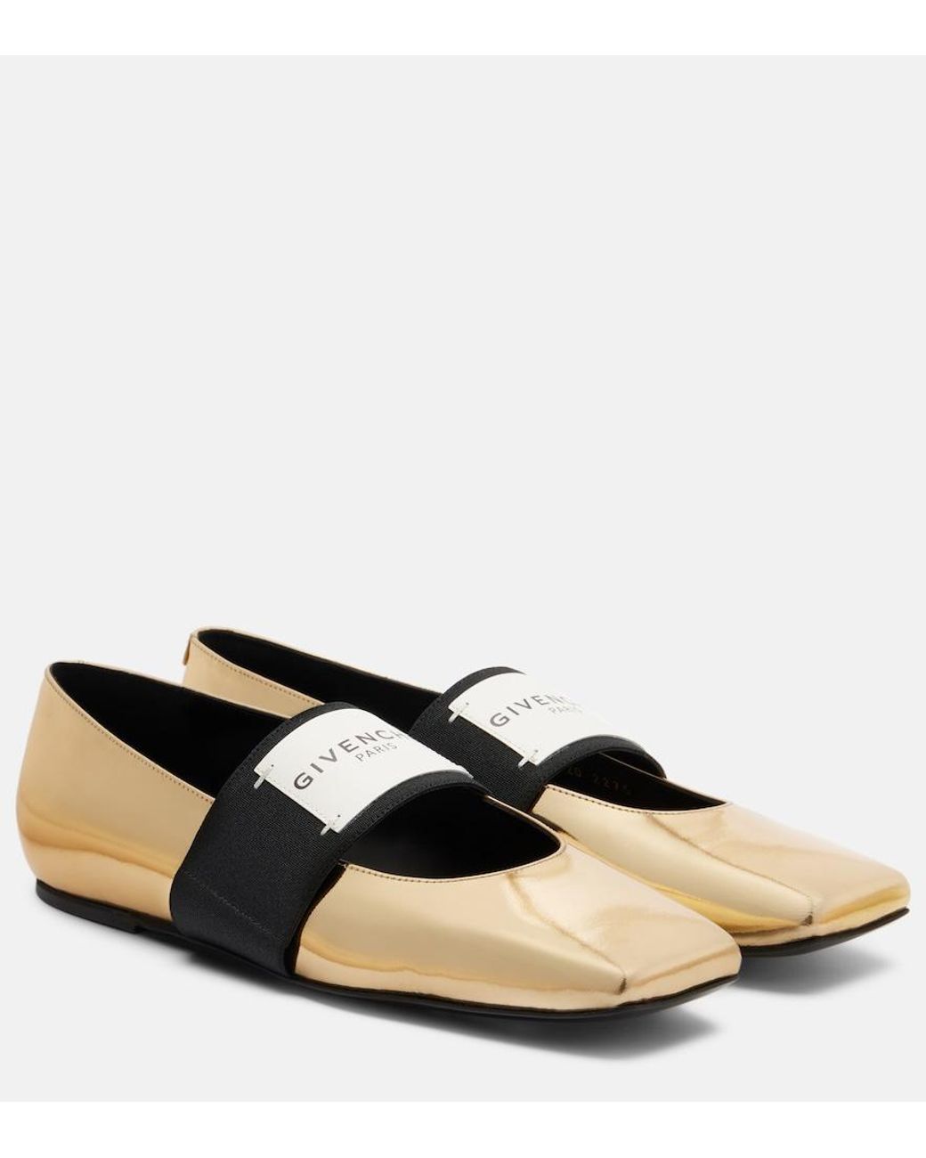 Givenchy Black Sliced Square Leather Ballet Flats