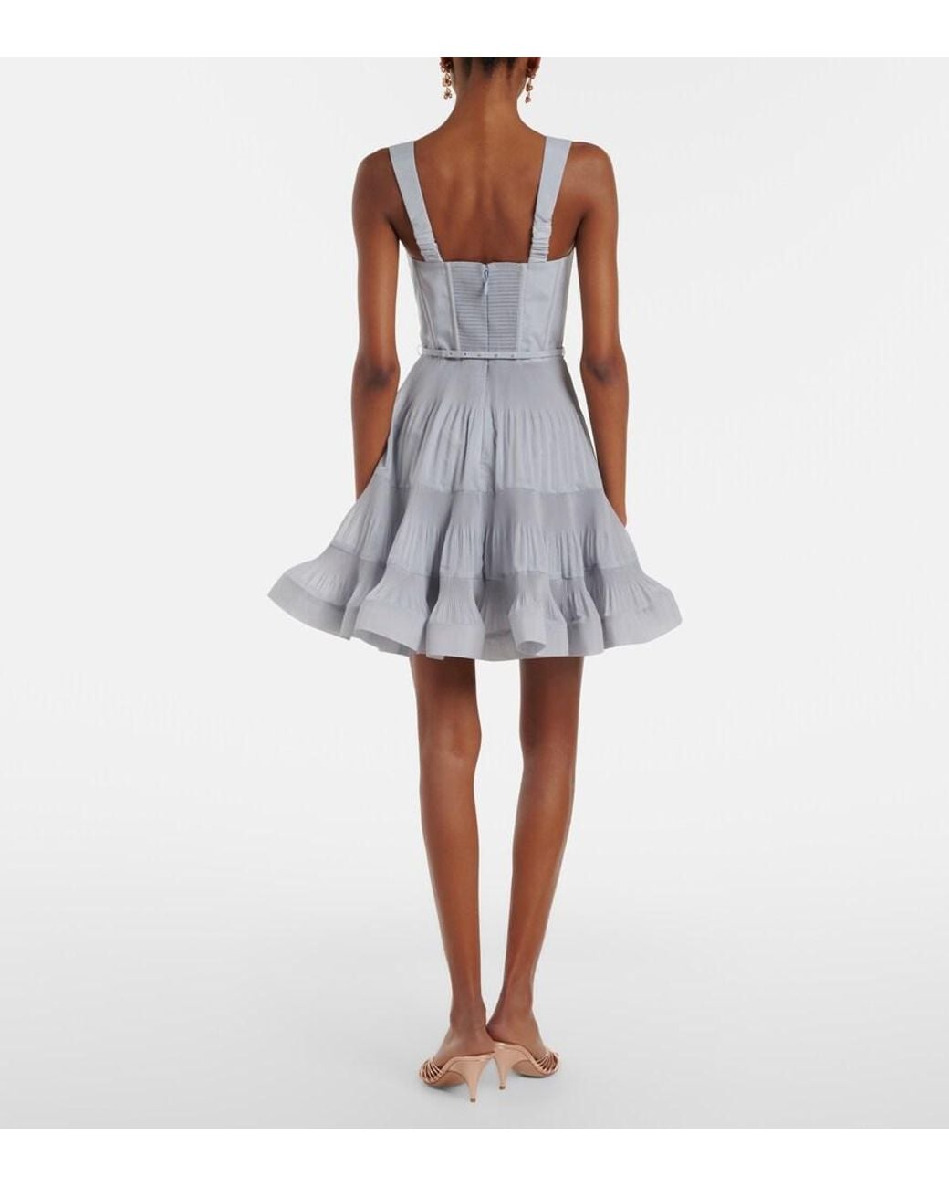 Zimmermann Gray Pleated Bustier Minidress