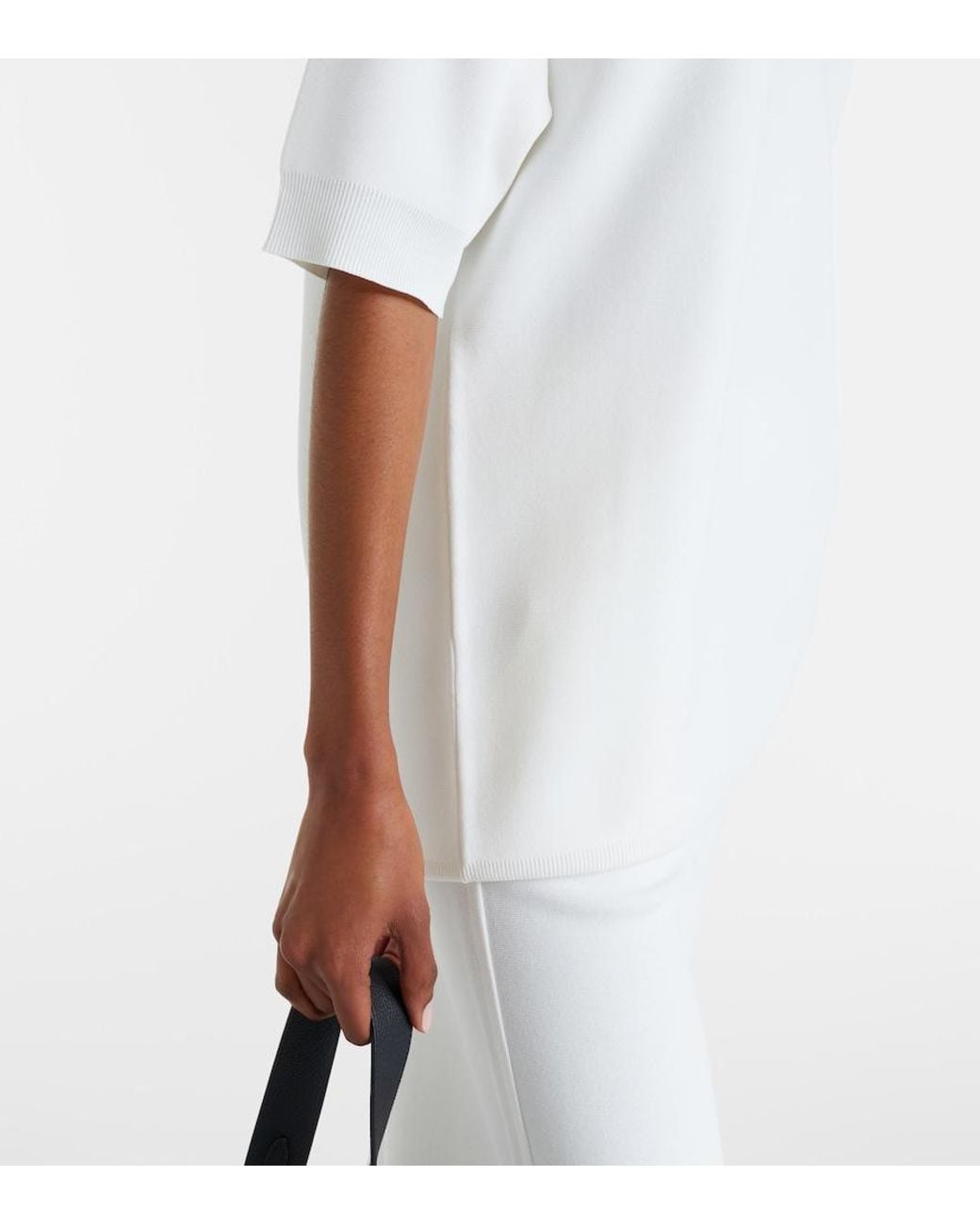 Max Mara White Knitted Crepe Top
