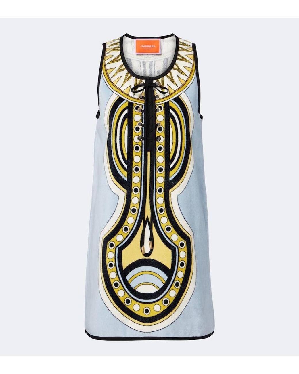 LaDoubleJ Green Totem Printed Cotton Minidress