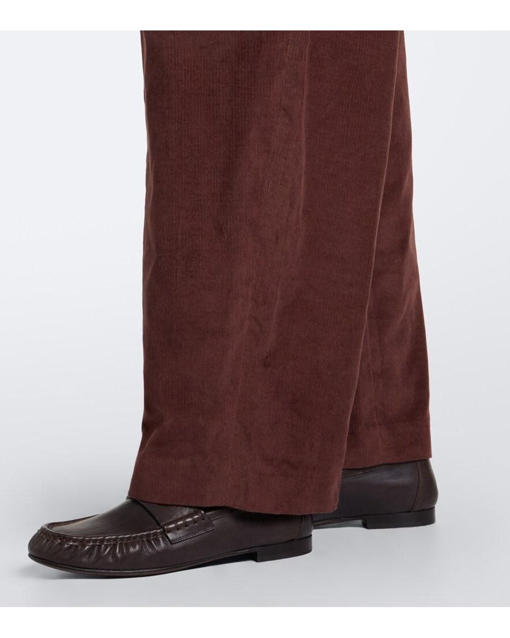 Brunello Cucinelli Red Monili Corduroy Wide-Leg Pants