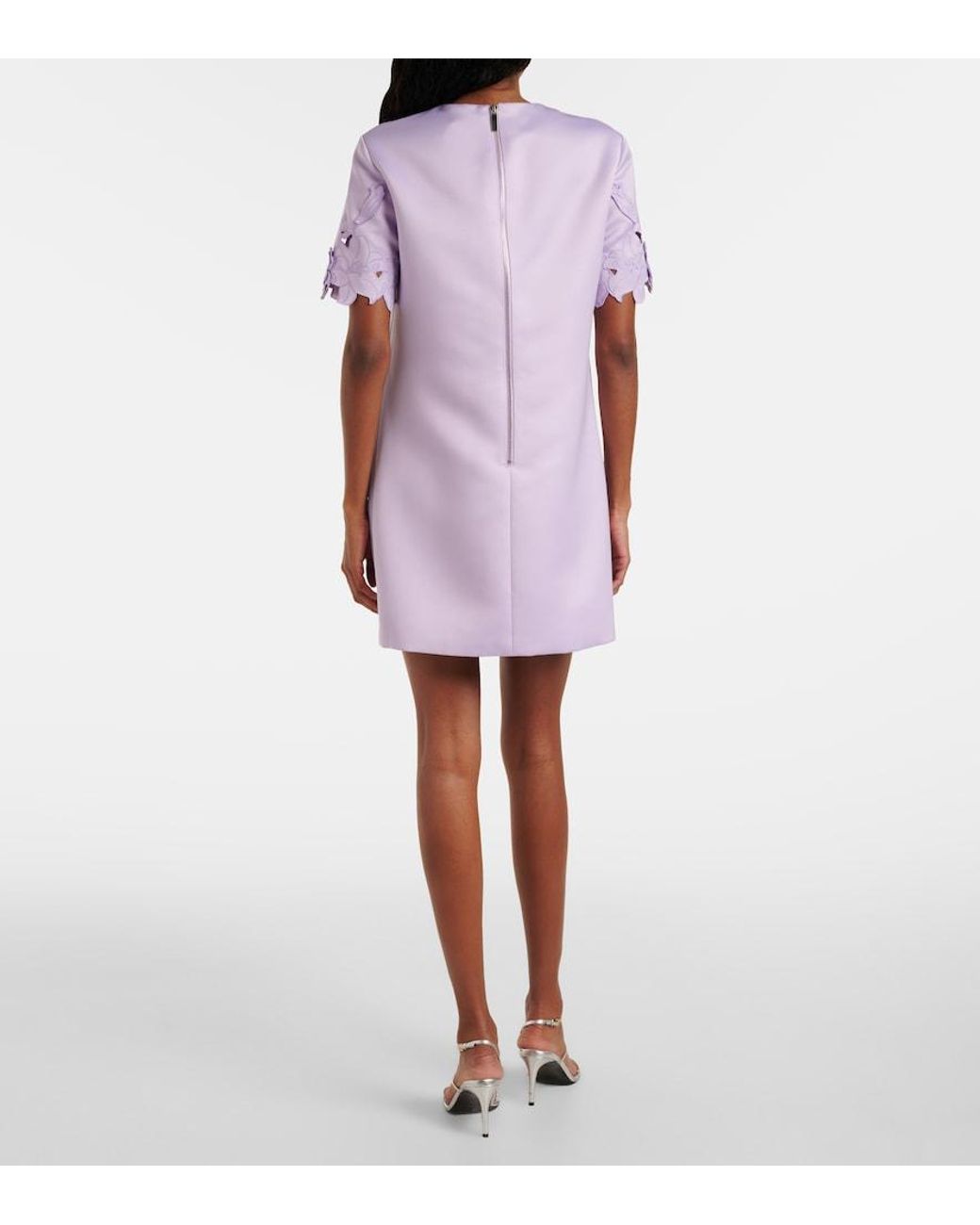 LEO LIN Purple Aurie Floral-Applique Minidress