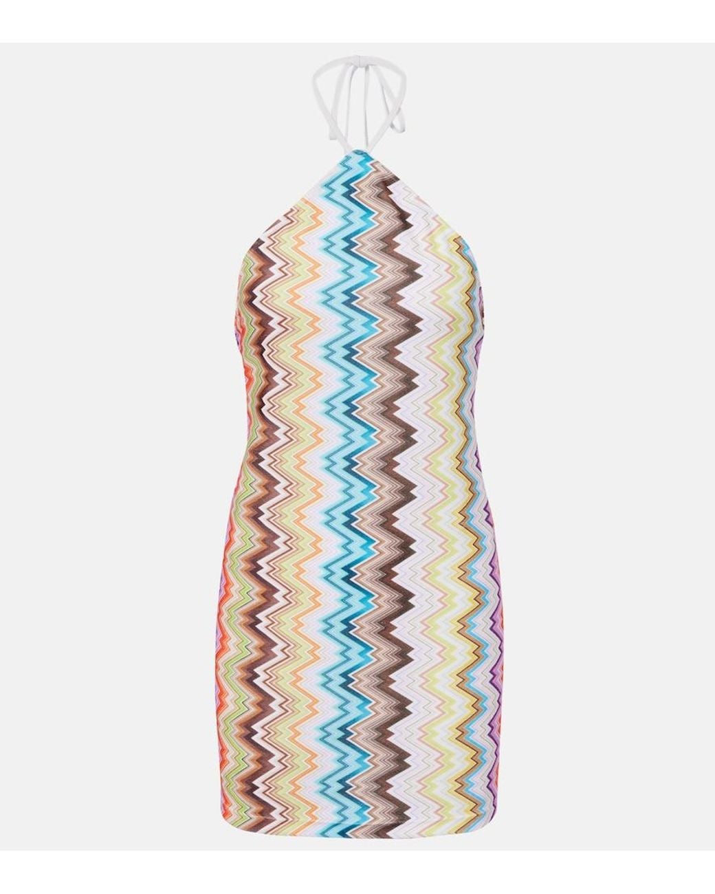 Missoni Blue Zigzag Open-Back Minidress