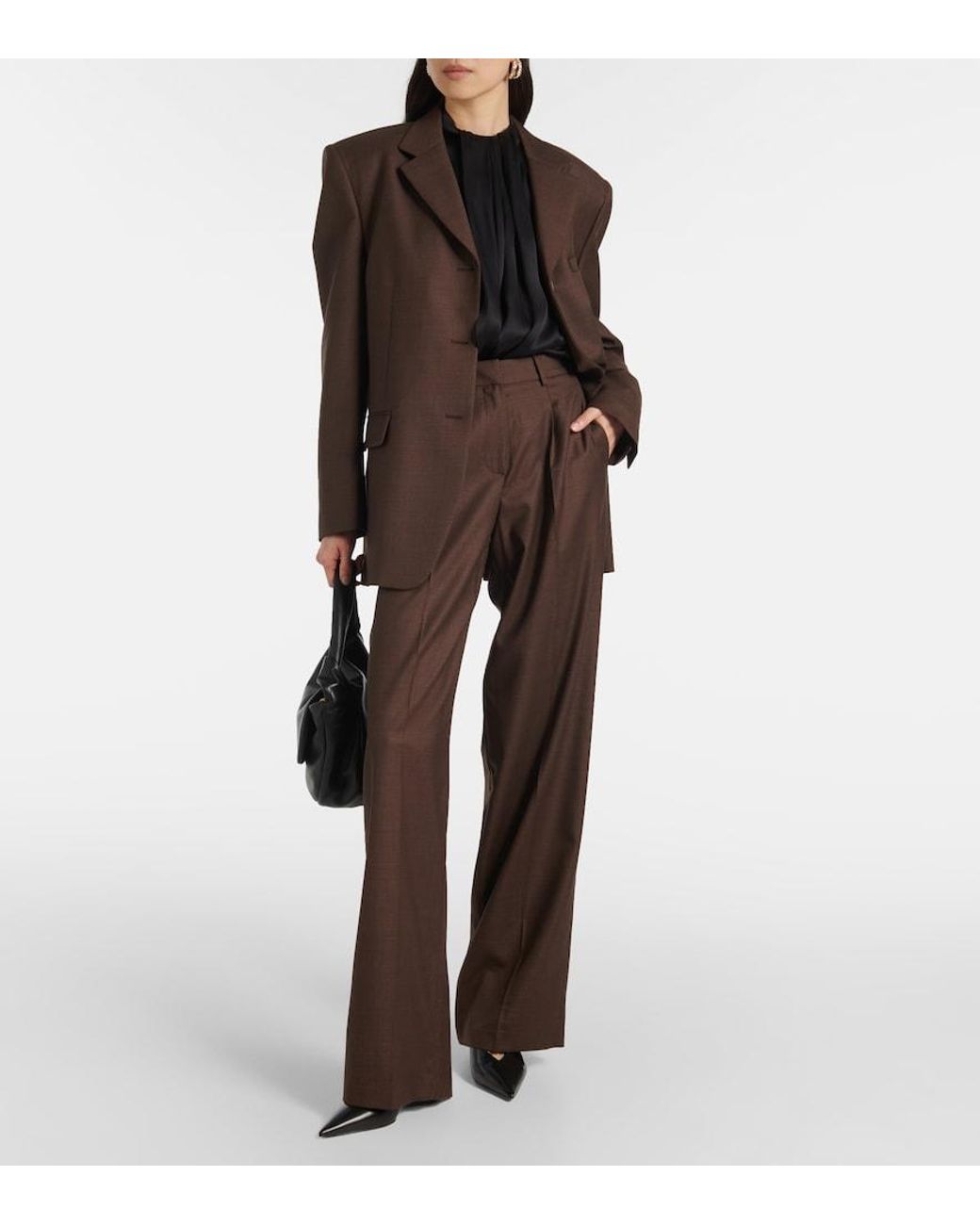 Magda Butrym Brown Wool Wide-Leg Pants