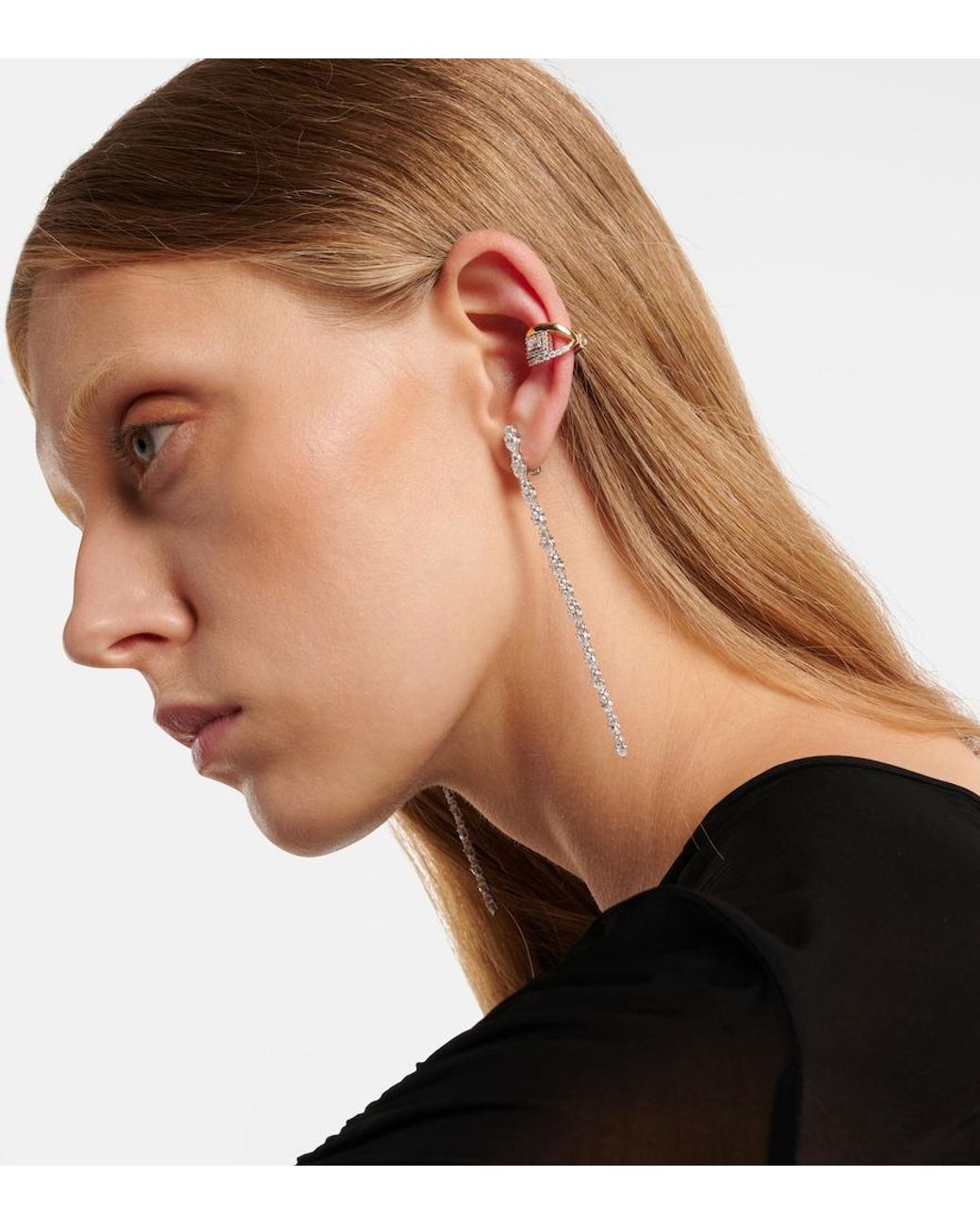 YEPREM White Whisper Ear 18Kt Single Ear Cuff With Diamonds