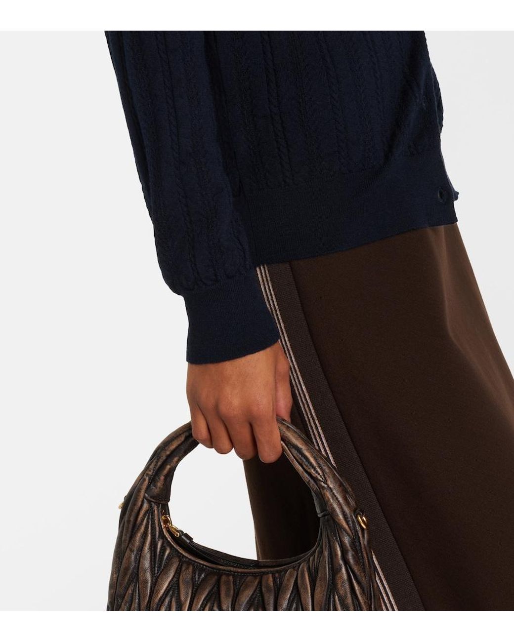 Miu Miu Blue Open-Knit Cashmere Cardigan