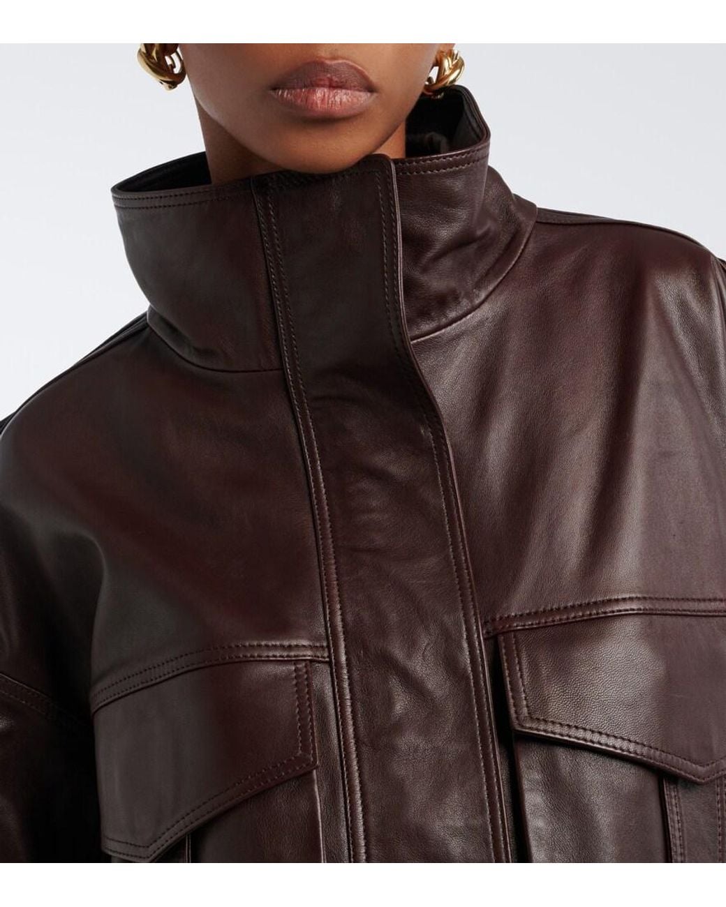 Frankie Shop Brown Napa Leather Jacket