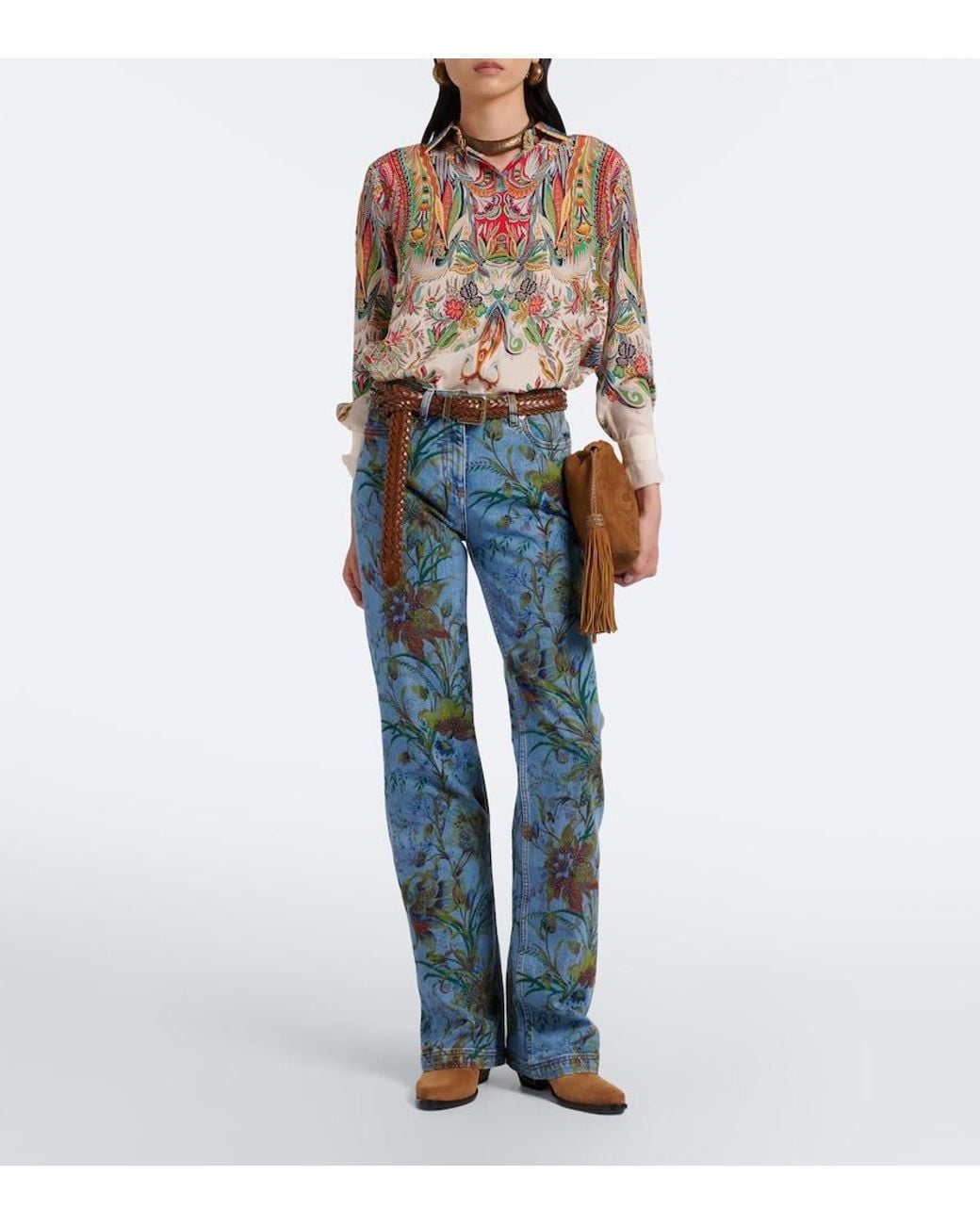 Jeans Flared Florales Etro de color Blue