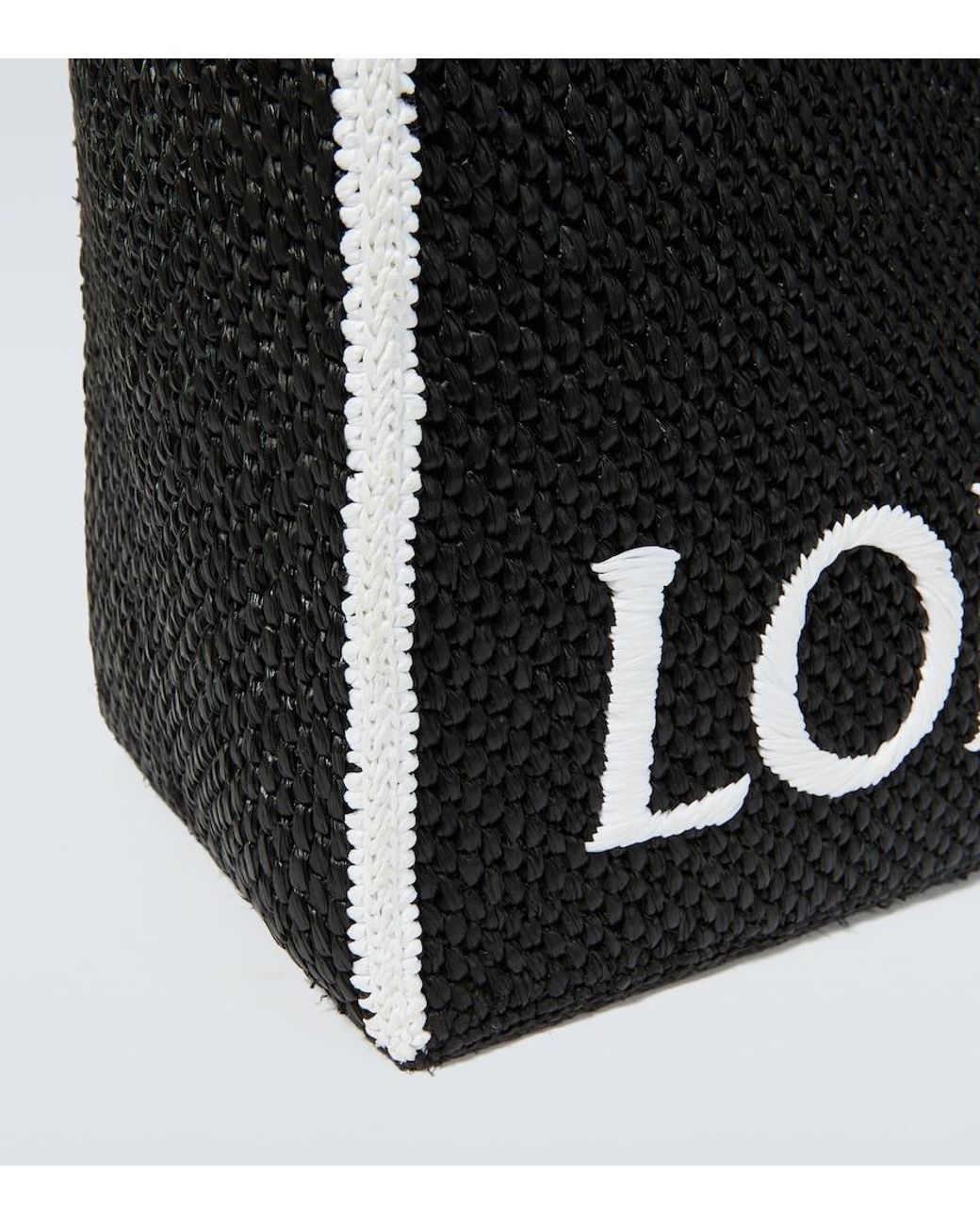 Loewe Black Logo Large Raffia Shopper for men