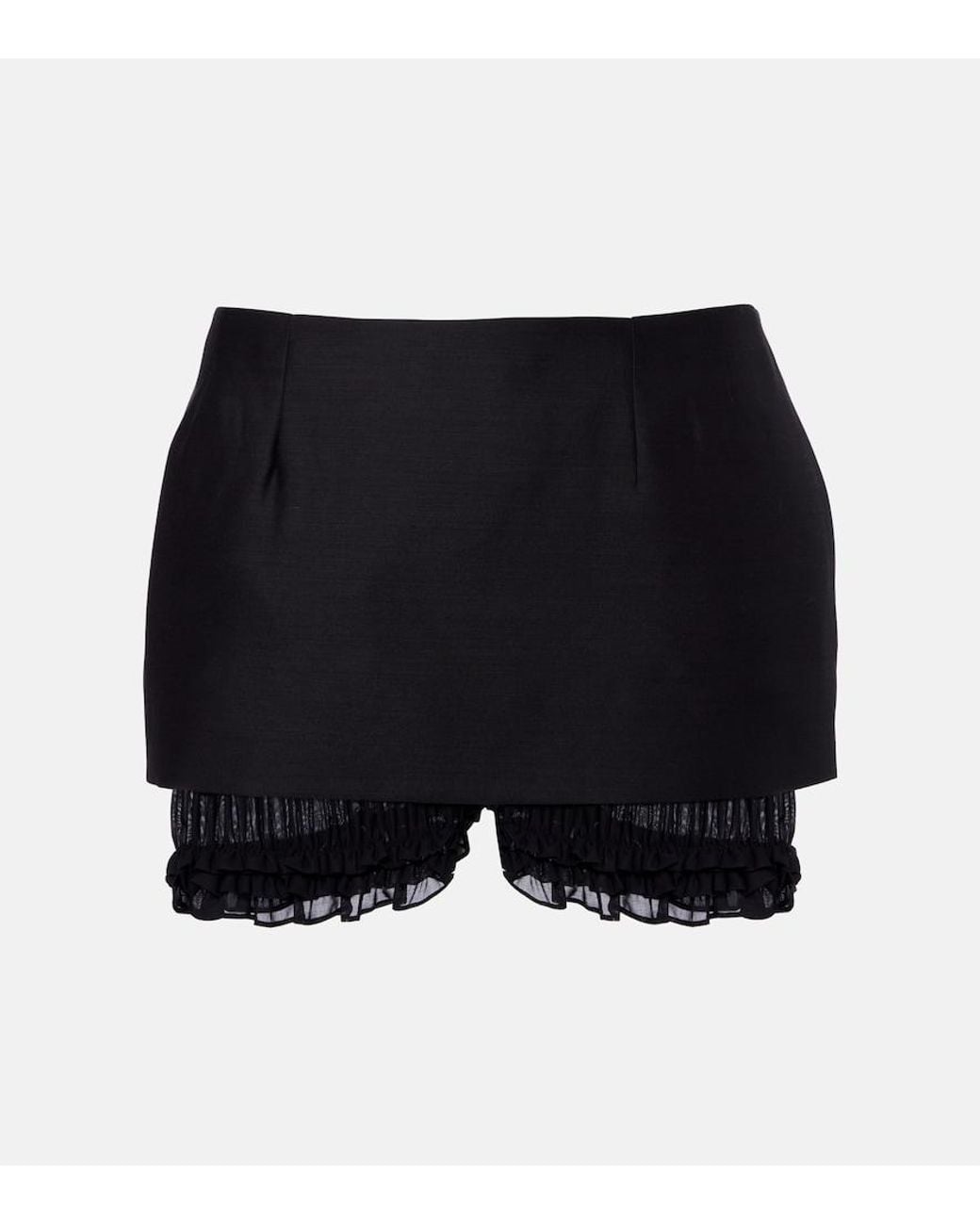 Magda Butrym Blue Ruffled Wool And Silk Skort