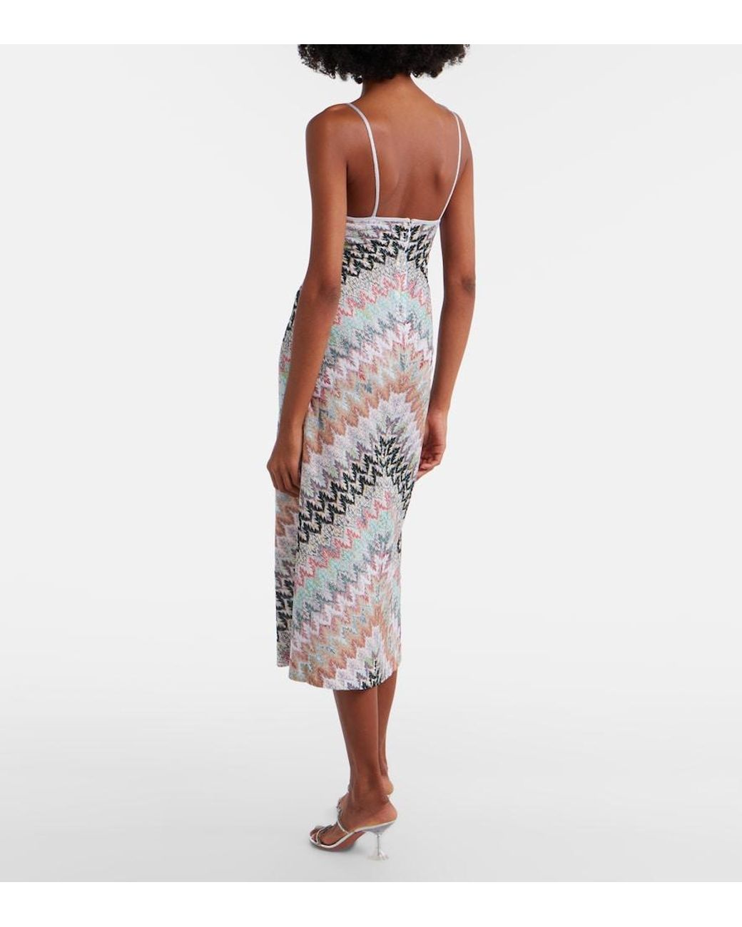 Missoni White Zigzag Lame Midi Dress
