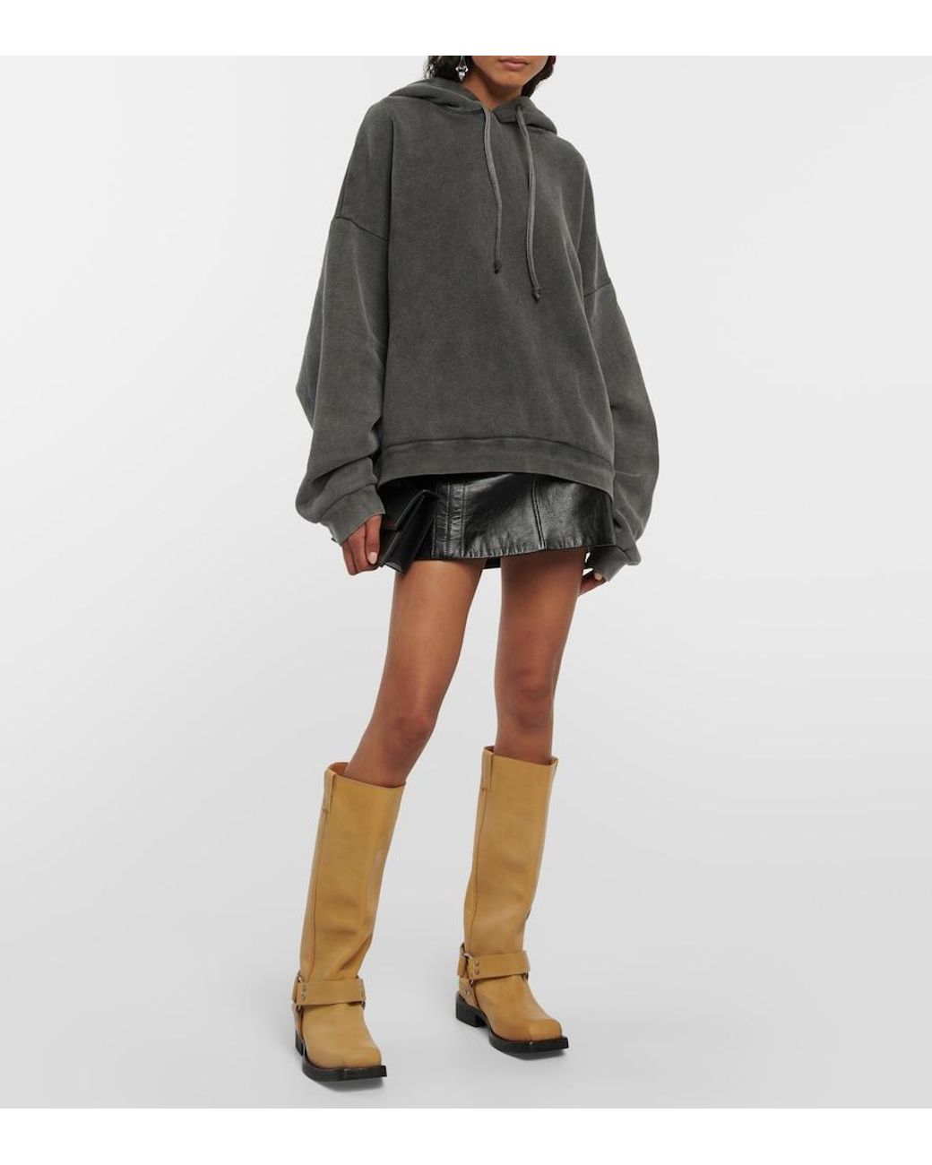 Pull à capuche teint en plongée noir Acne en coloris Gray