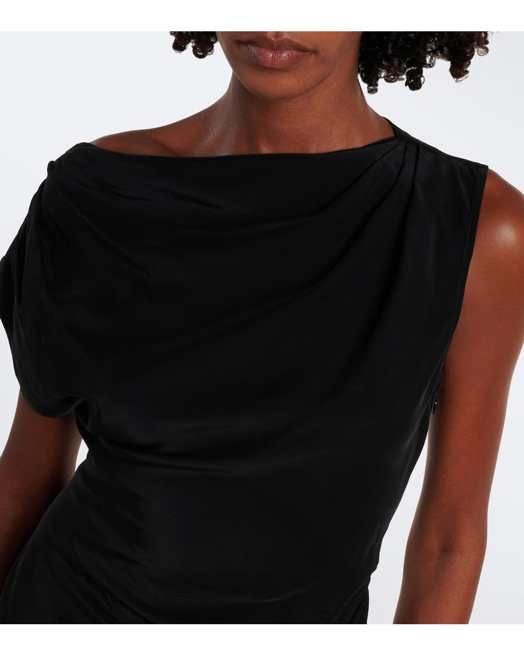 Veronica Beard Black Yvonne Draped Crepe De Chine Top