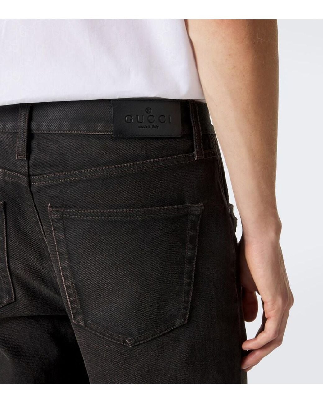 Gucci Black Horsebit Wide-Leg Jeans for men