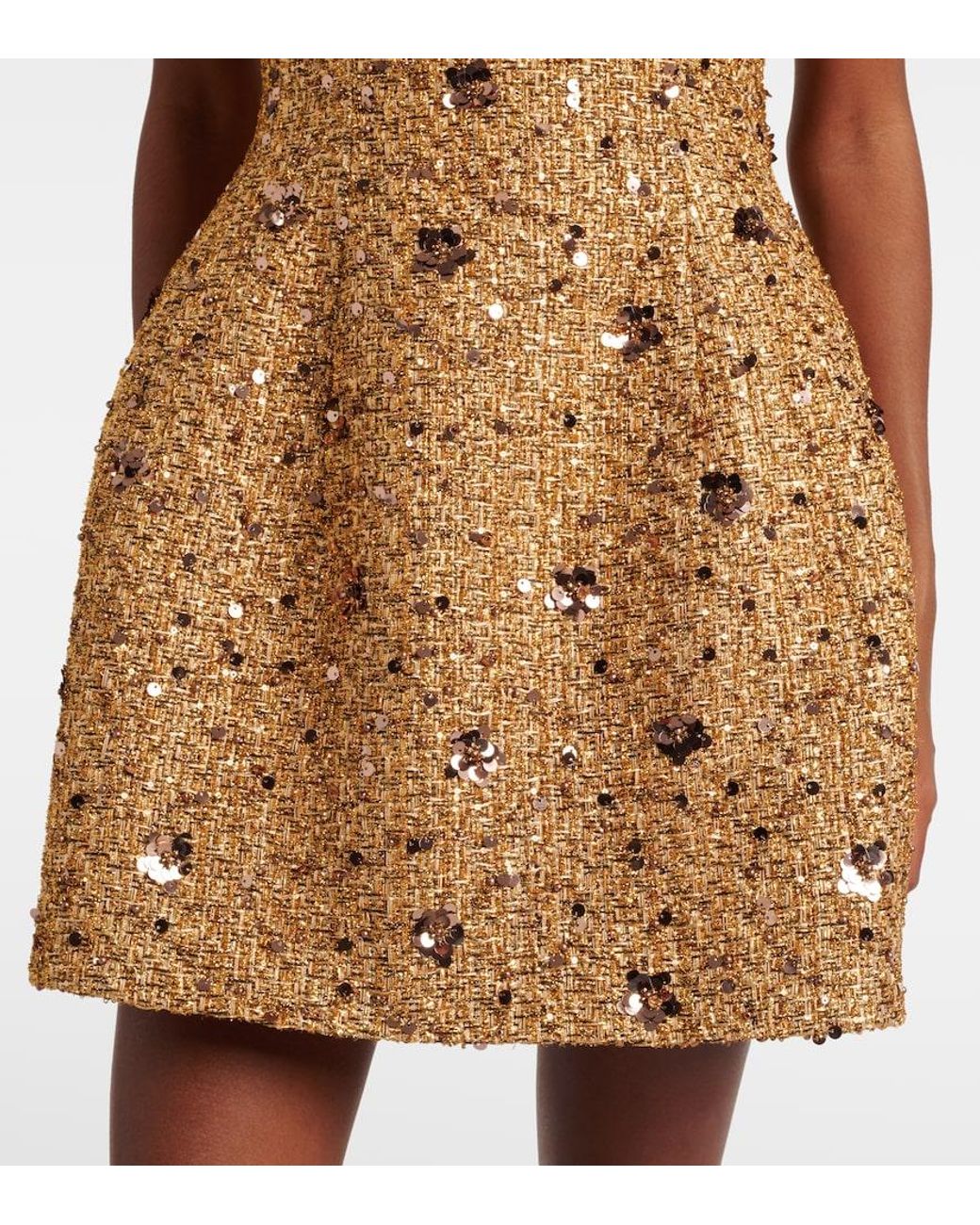 Jonathan Simkhai Brown Kit Sequined Tweed Bustier Dress
