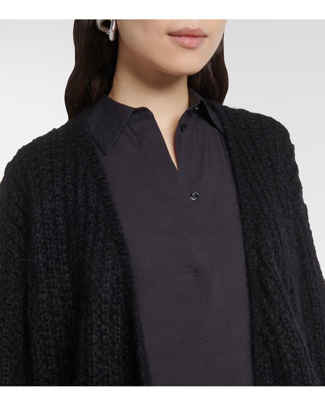 Totême Black Mohair And Wool-Blend Cardigan