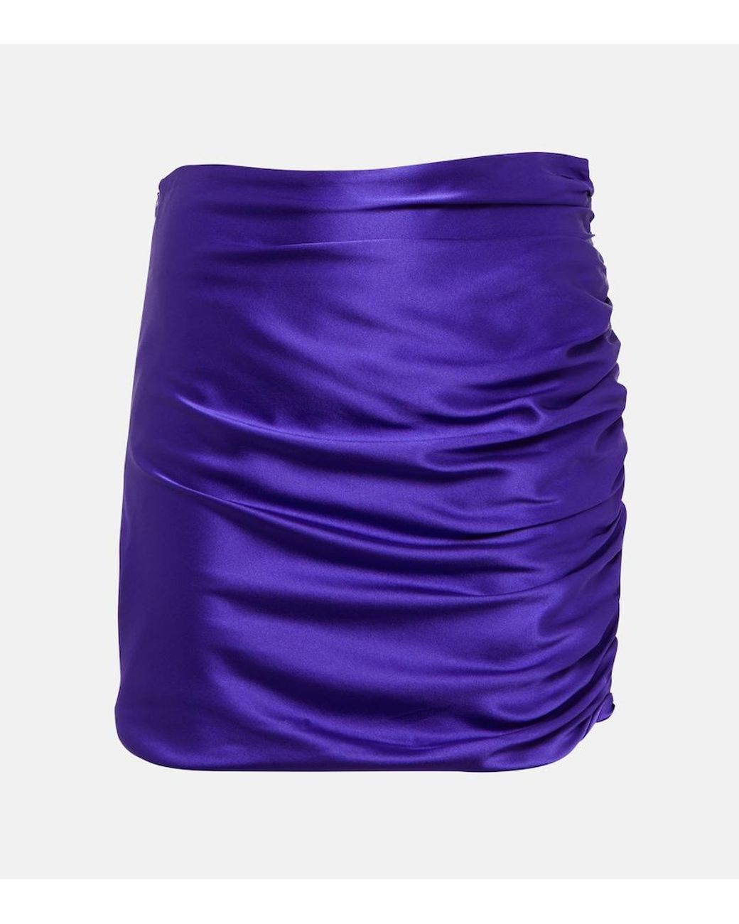 The Sei Purple Ruched Silk Miniskirt