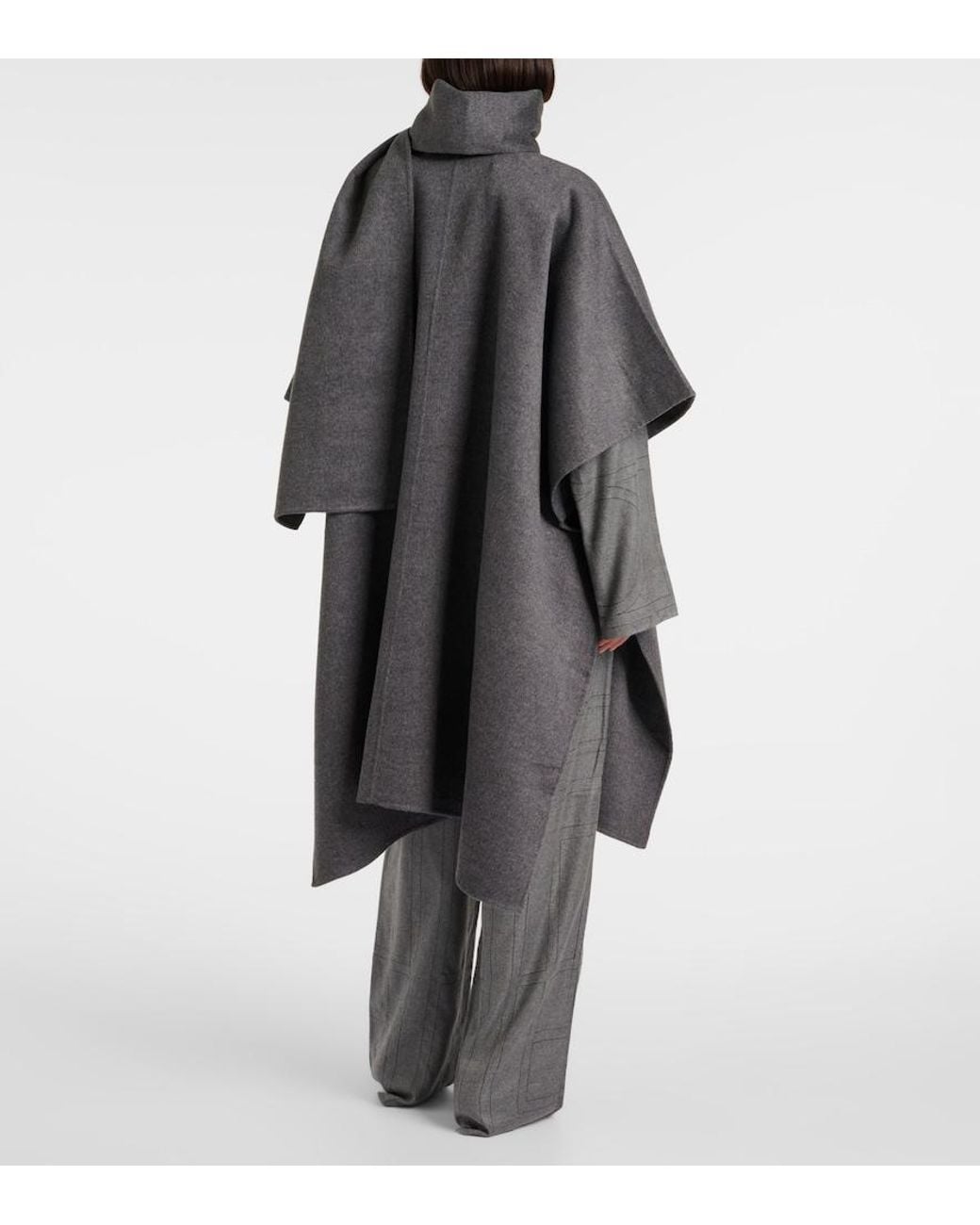 Totême Gray Double Scarf Wool Coat