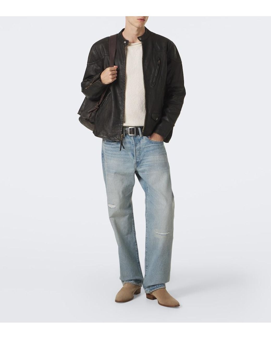 RRL Blue Faded Straight Jeans for men