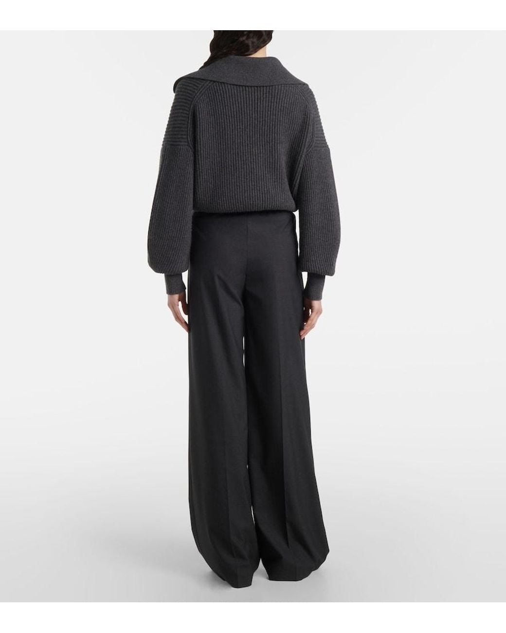 Joseph Black Alanel Virgin Wool Wide-Leg Pants
