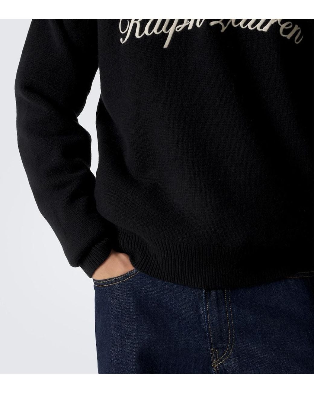 Polo Ralph Lauren Black Logo Wool And Alpaca Polo Sweater for men