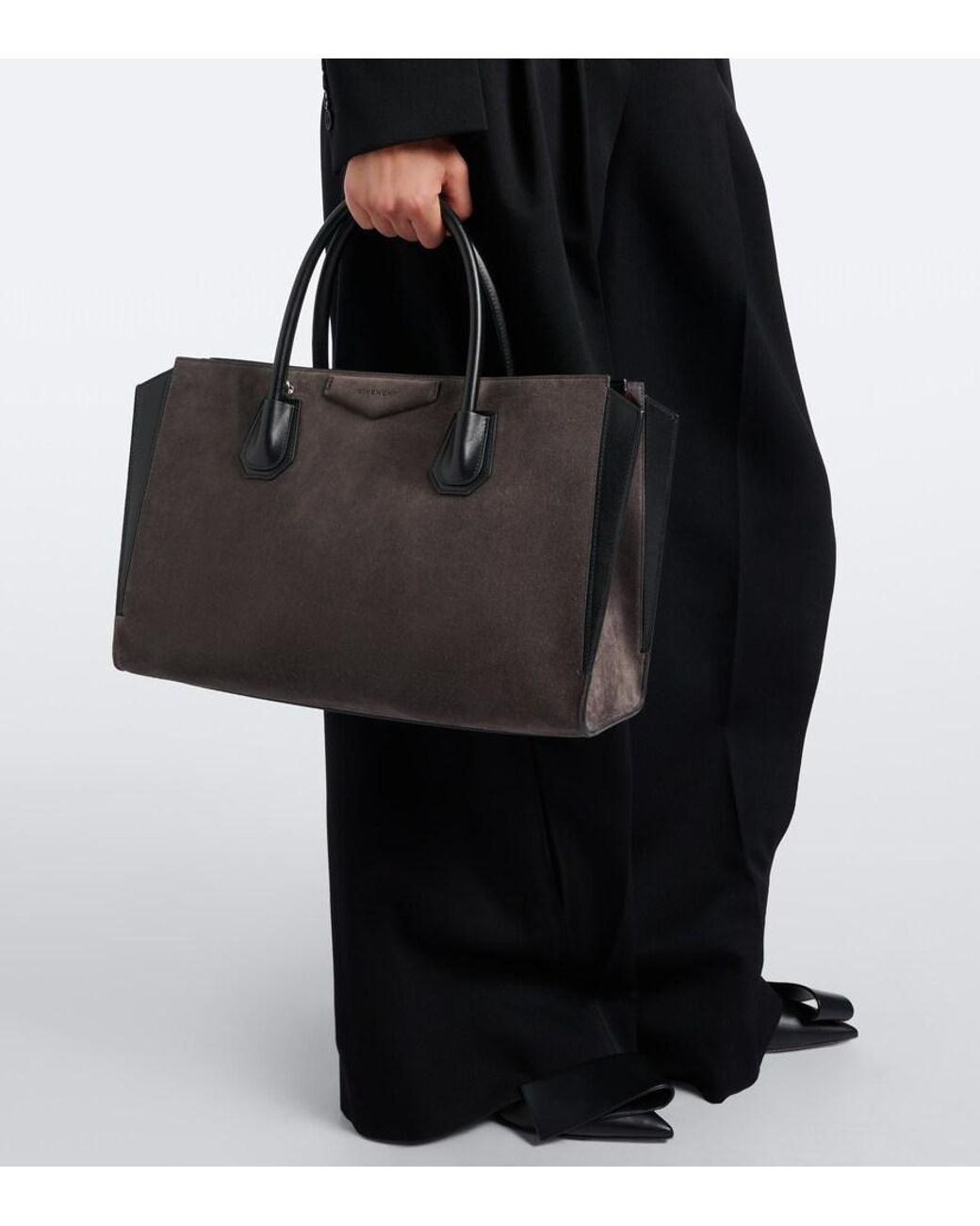 Givenchy Black Antigona Catchall Medium Suede Tote Bag